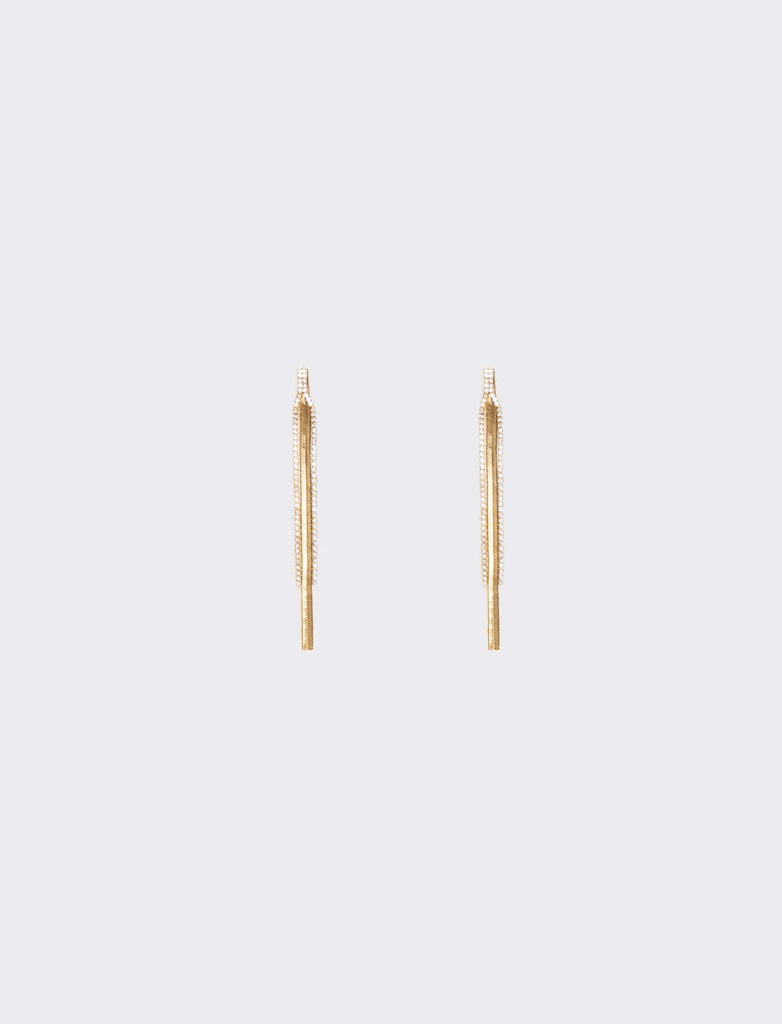 Orecchini pendenti con catene e strass - Oro