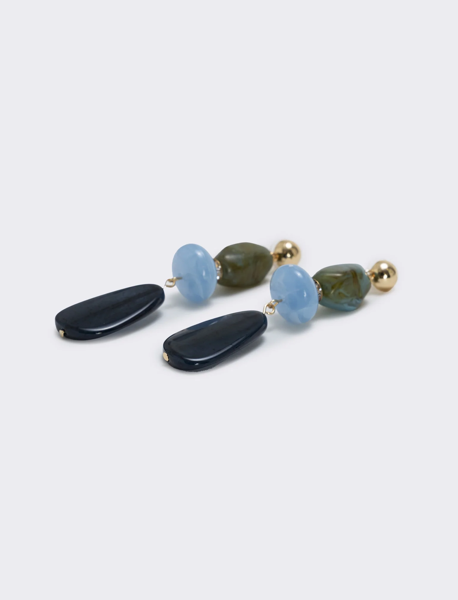 Orecchini Pendenti con Tre Pietre Eleganti - Blu - Image 4