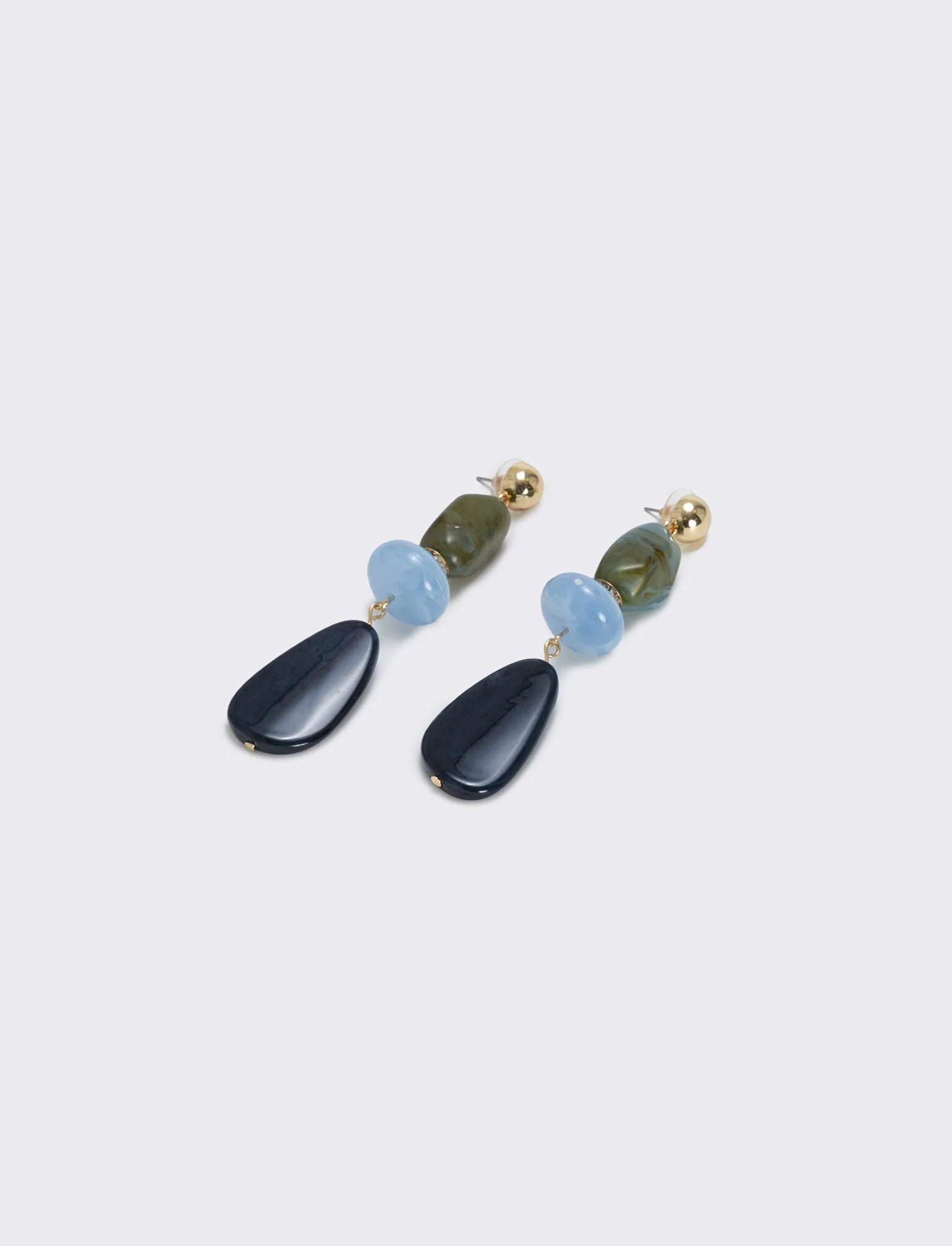 Orecchini Pendenti con Tre Pietre Eleganti - Blu - Image 5