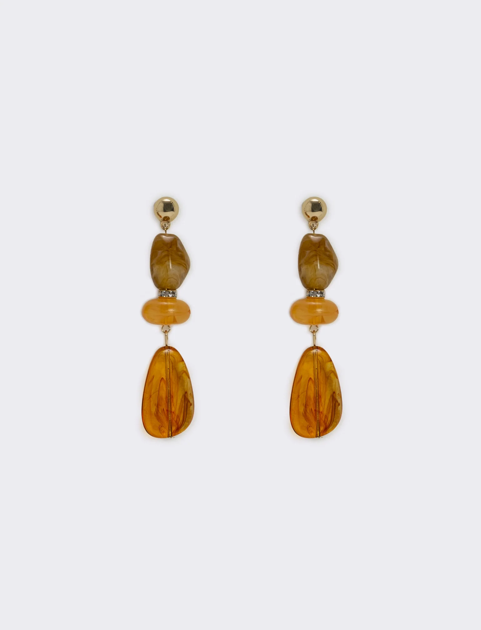 Orecchini Pendenti con Tre Pietre Eleganti - Marrone - Image 5