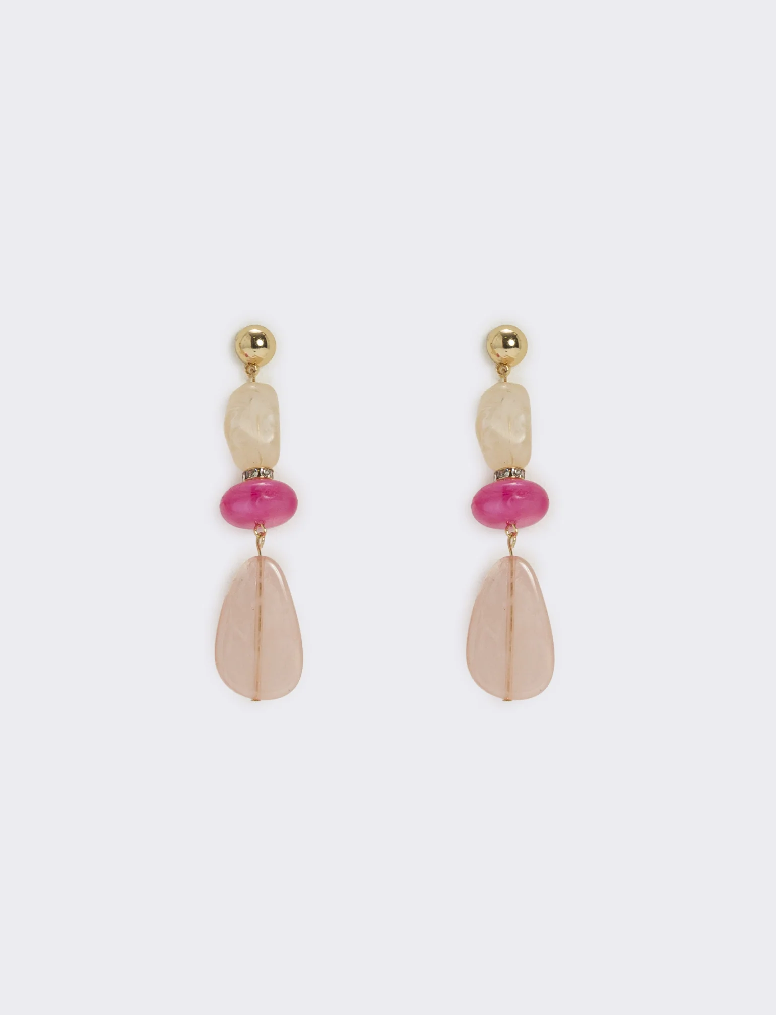 Orecchini Pendenti con Tre Pietre Eleganti - Rosa