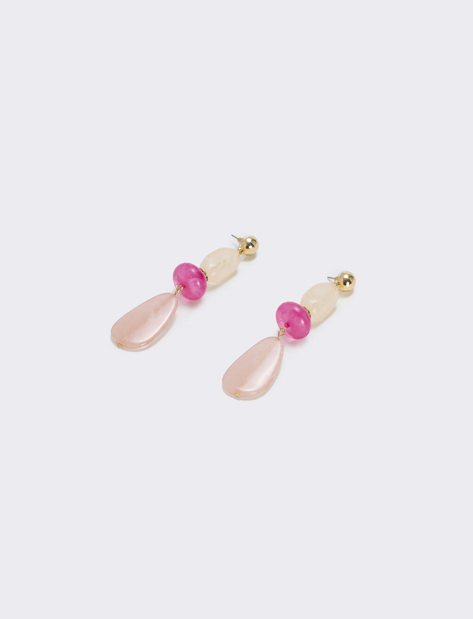 Orecchini Pendenti con Tre Pietre Eleganti - Rosa - Image 2