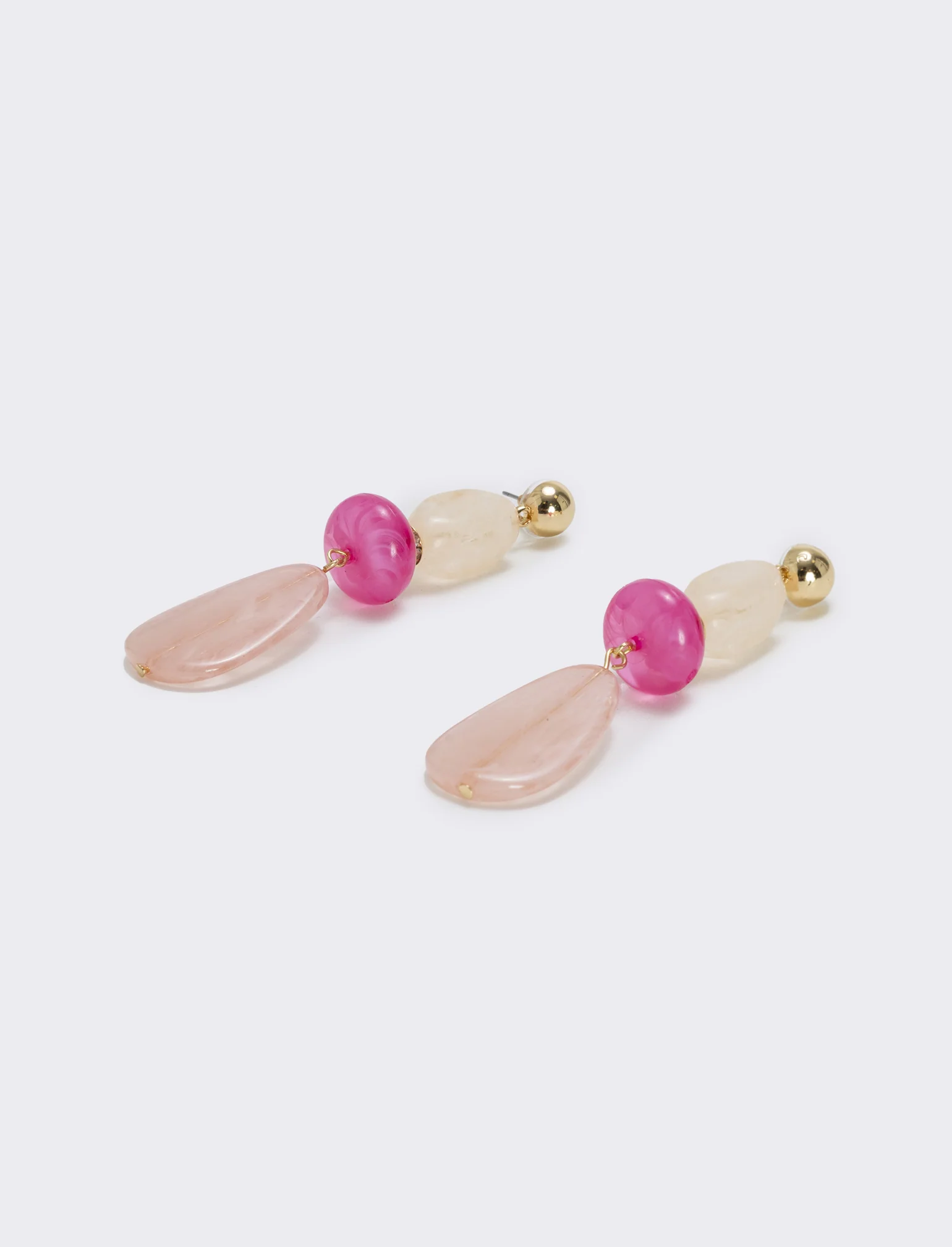Orecchini Pendenti con Tre Pietre Eleganti - Rosa - Image 3