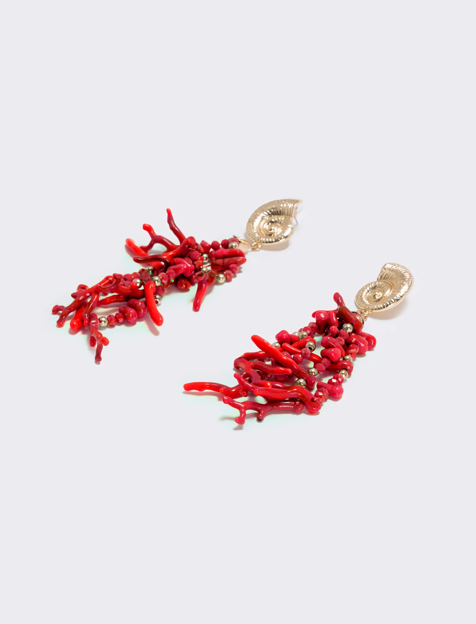 Orecchini rami di corallo con clip - Rosso - Image 2