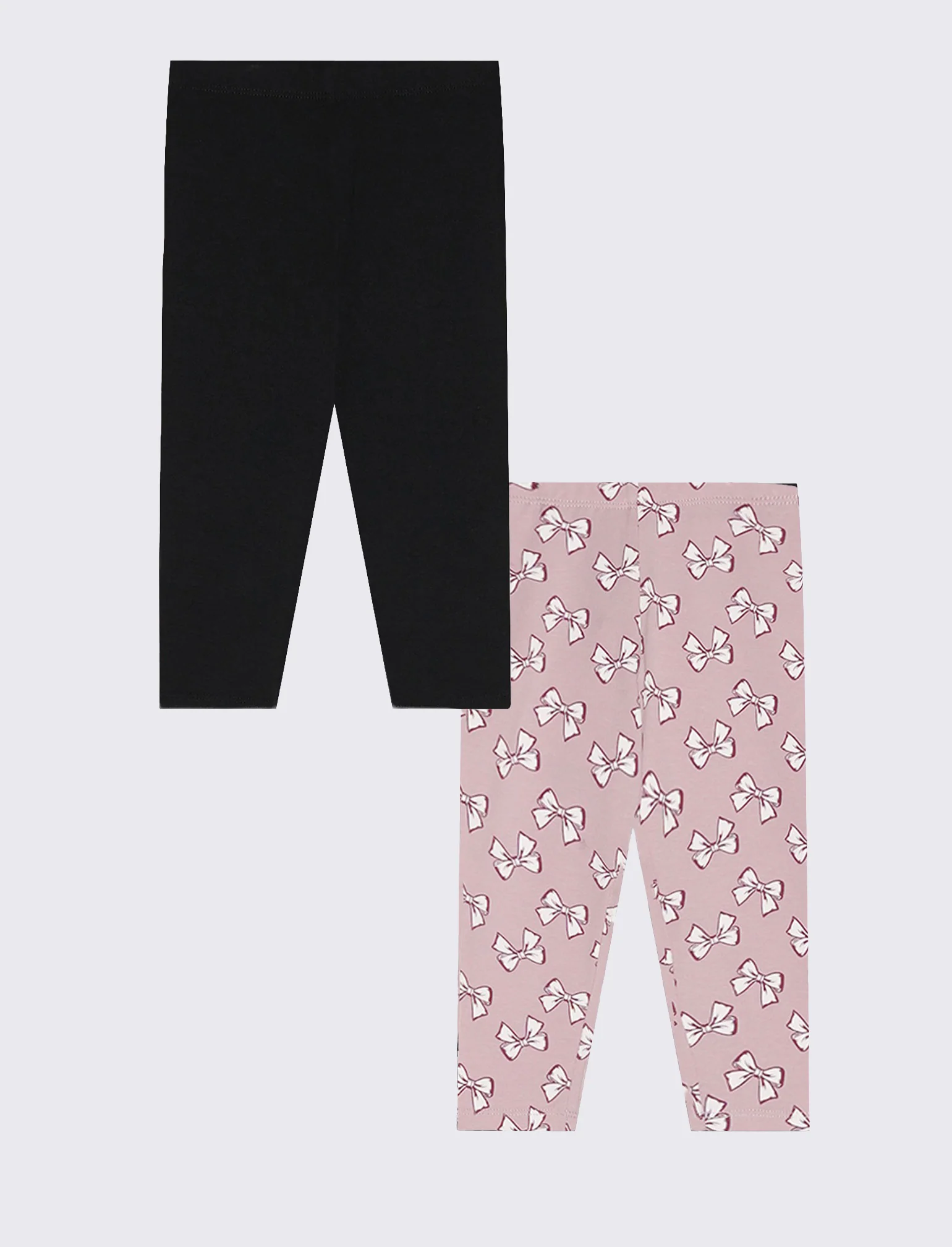 Pack 2 leggins in cotone elastico - Rosa polvere - Image 2