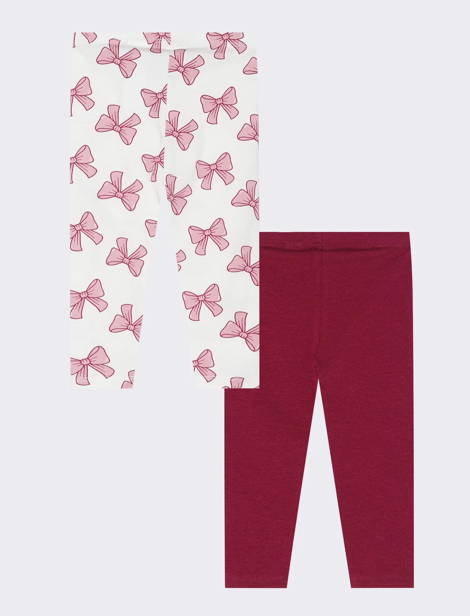 Pack 2 leggins in cotone - Rosso amarena - Image 2