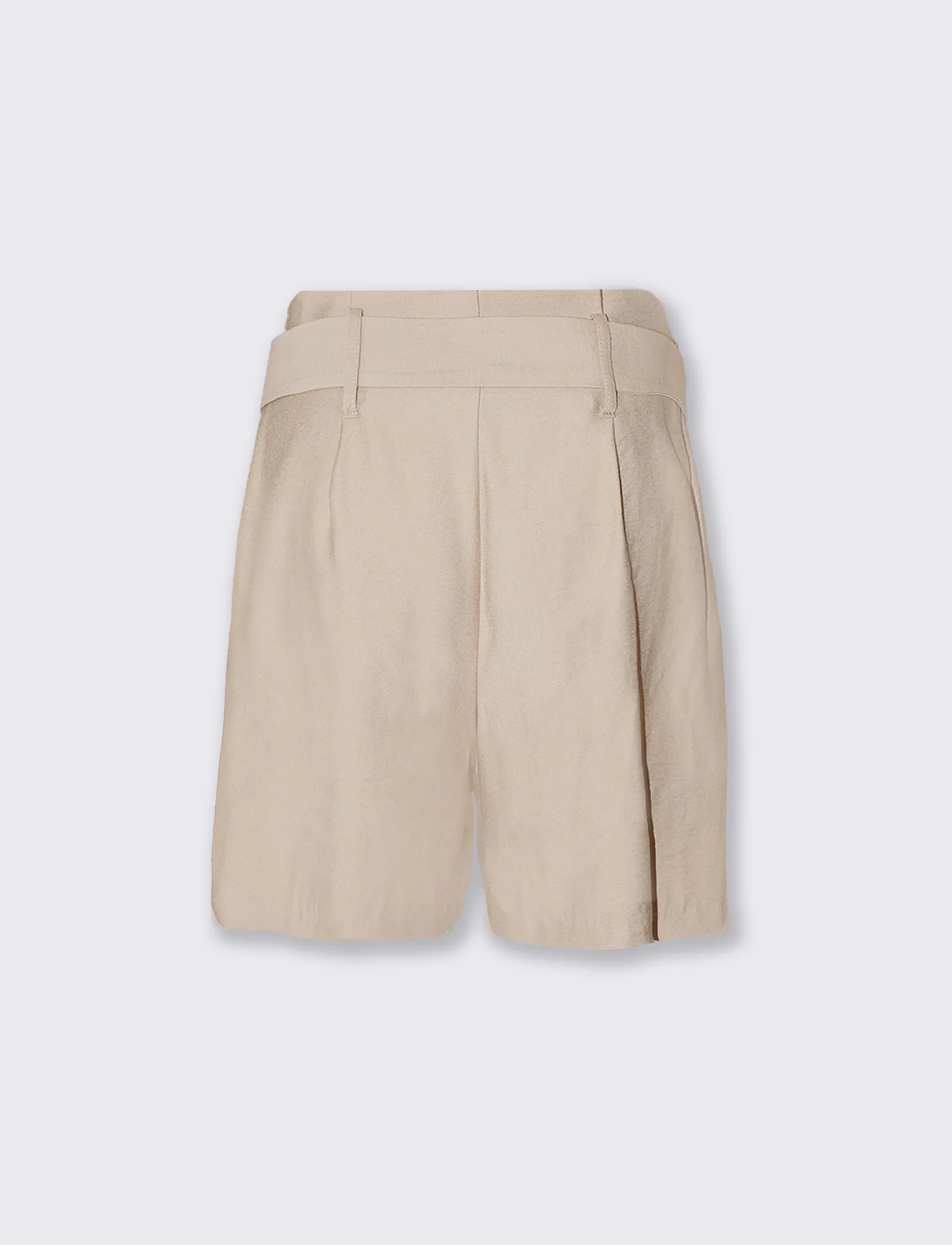 Pantaloncini in tessuto con pinches e cintura - Beige - Image 5