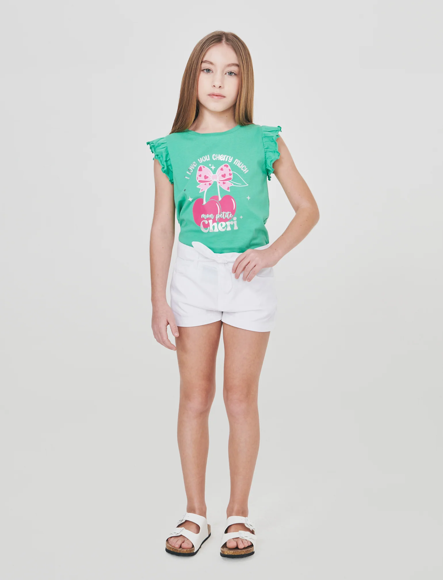 Pantaloncino cinque tasche da bambina - Bianco - Image 4