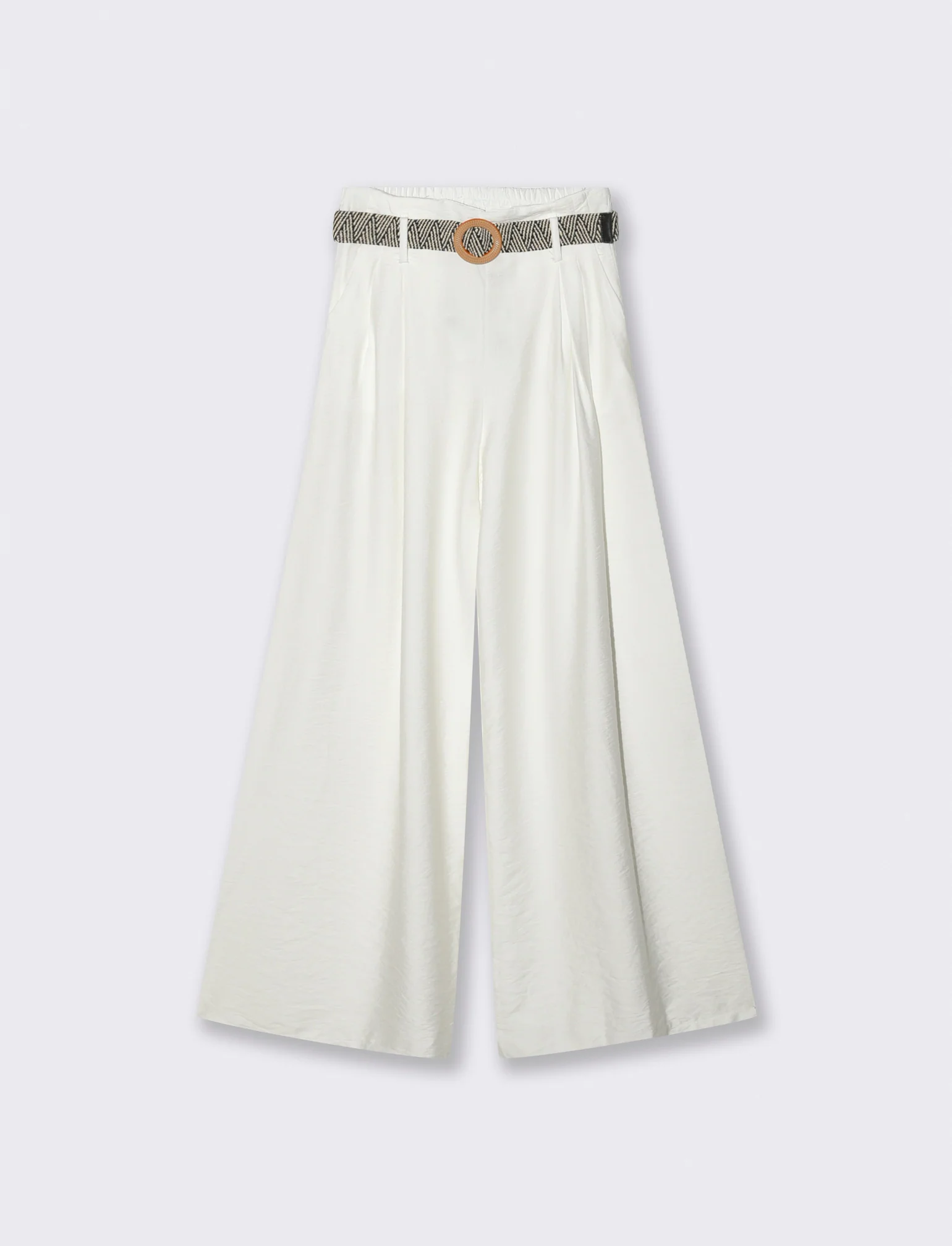 Pantalone a palazzo con cintura - Bianco