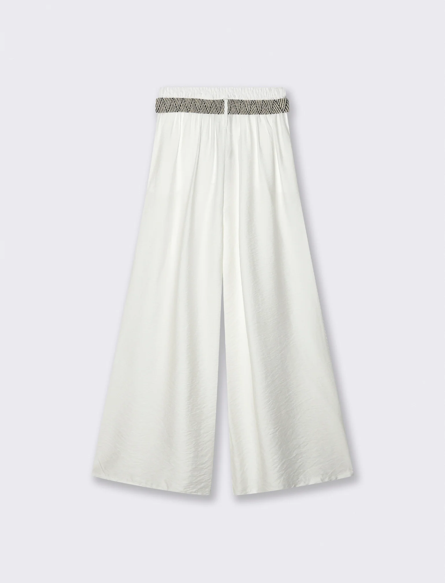 Pantalone a palazzo con cintura - Bianco - Image 2