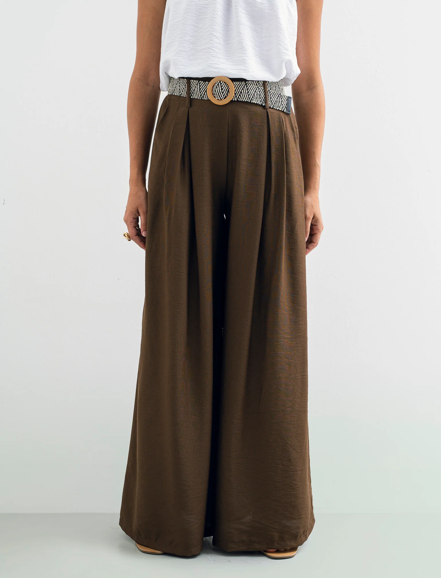 Pantalone a palazzo con cintura - Moro - Image 2
