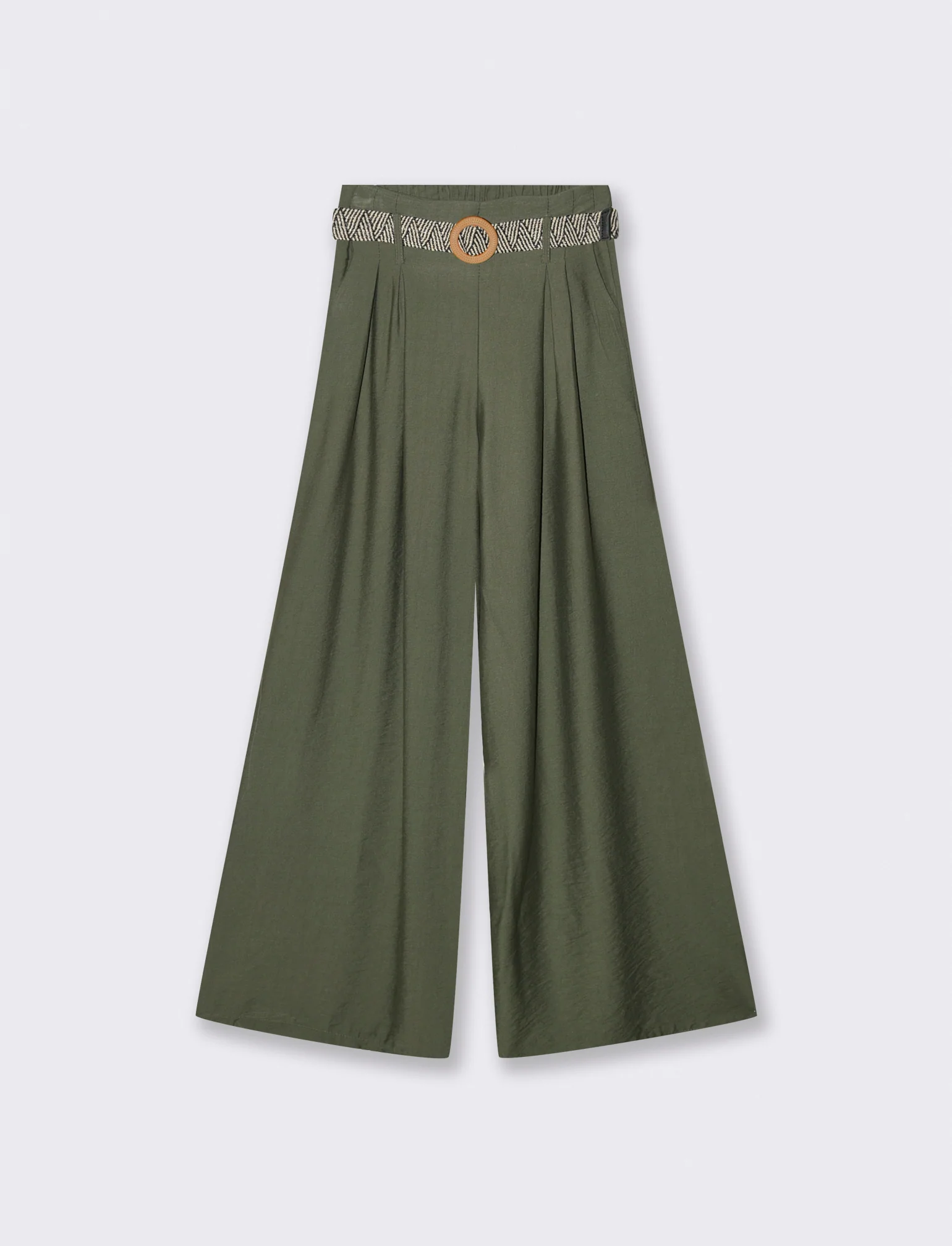 Pantalone a palazzo con cintura - Verde militare
