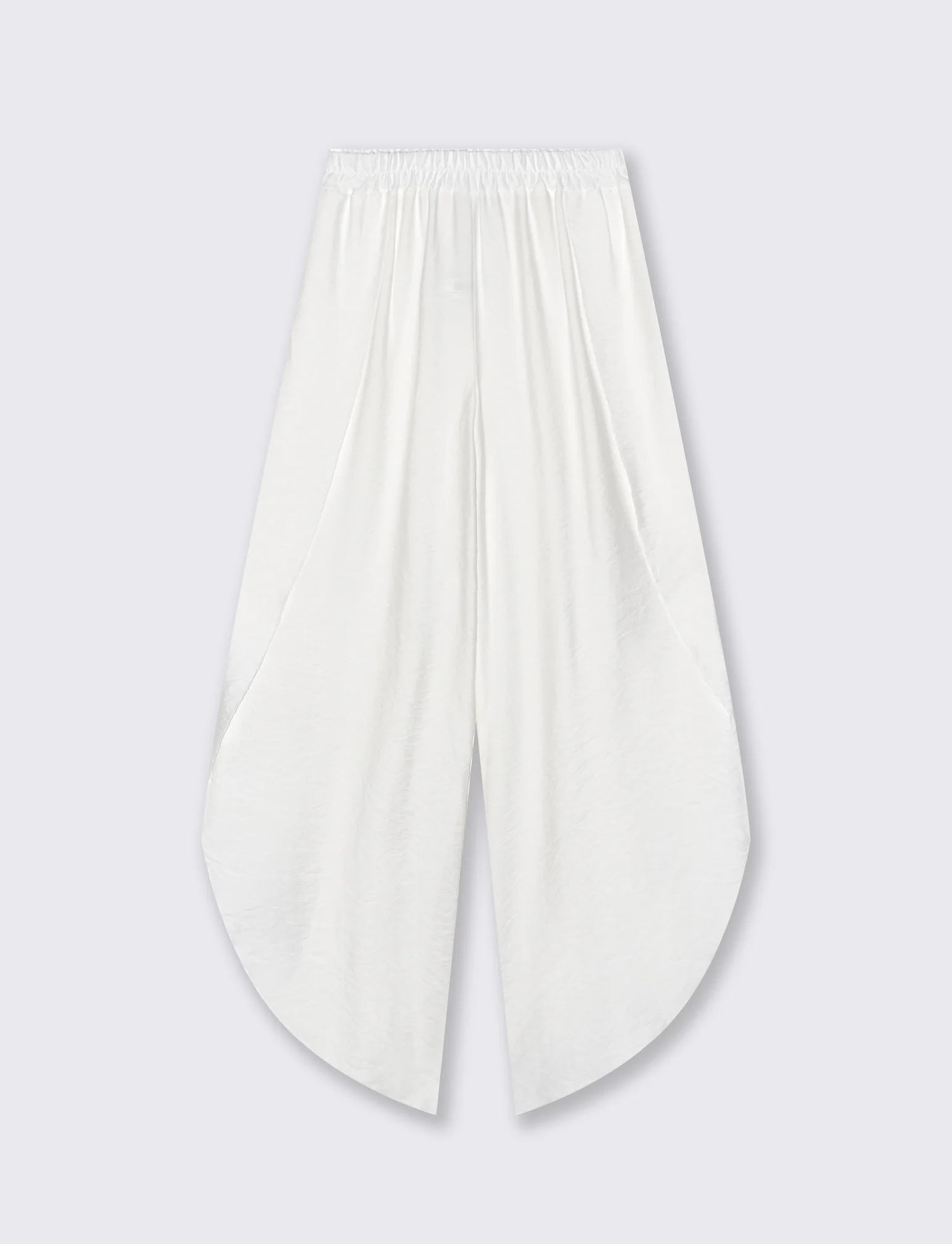 Pantalone a palazzo con elastico in vita - Bianco - Image 3