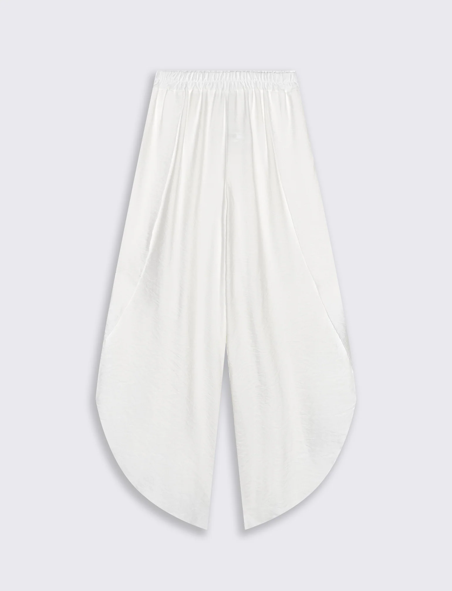 Pantalone a palazzo con elastico in vita - Bianco - Image 4