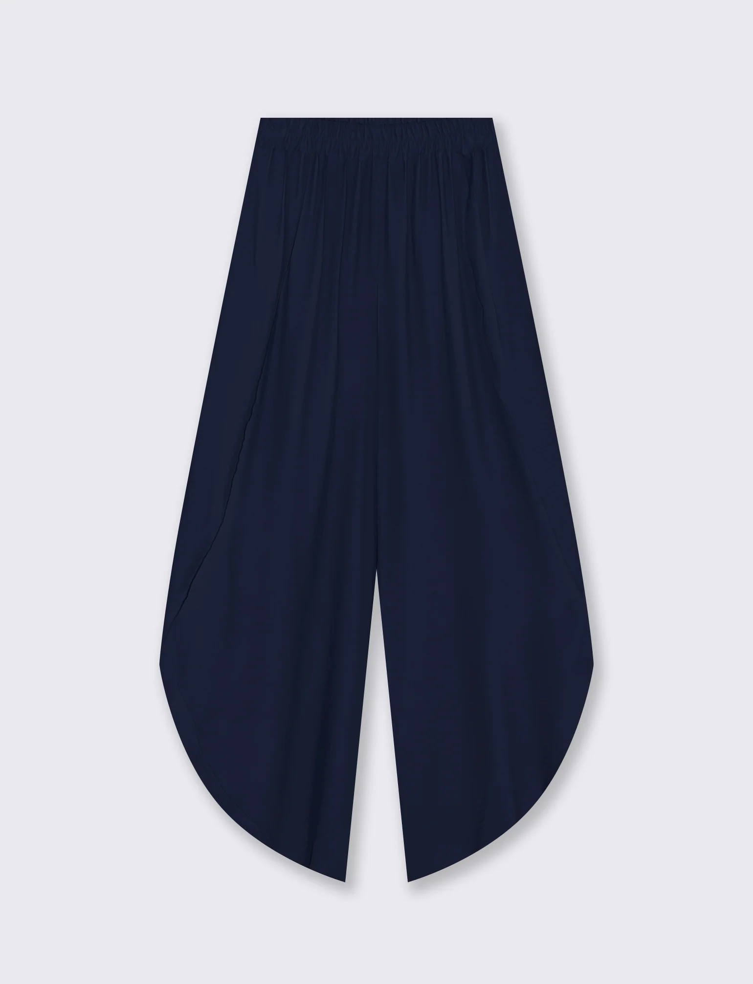 Pantalone a palazzo con elastico in vita - Blu - Image 3