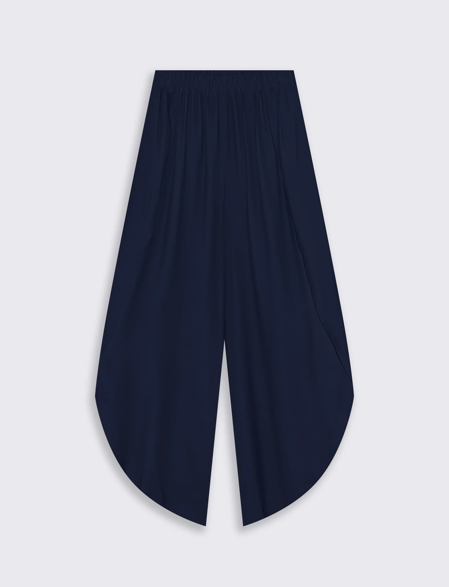 Pantalone a palazzo con elastico in vita - Blu - Image 4
