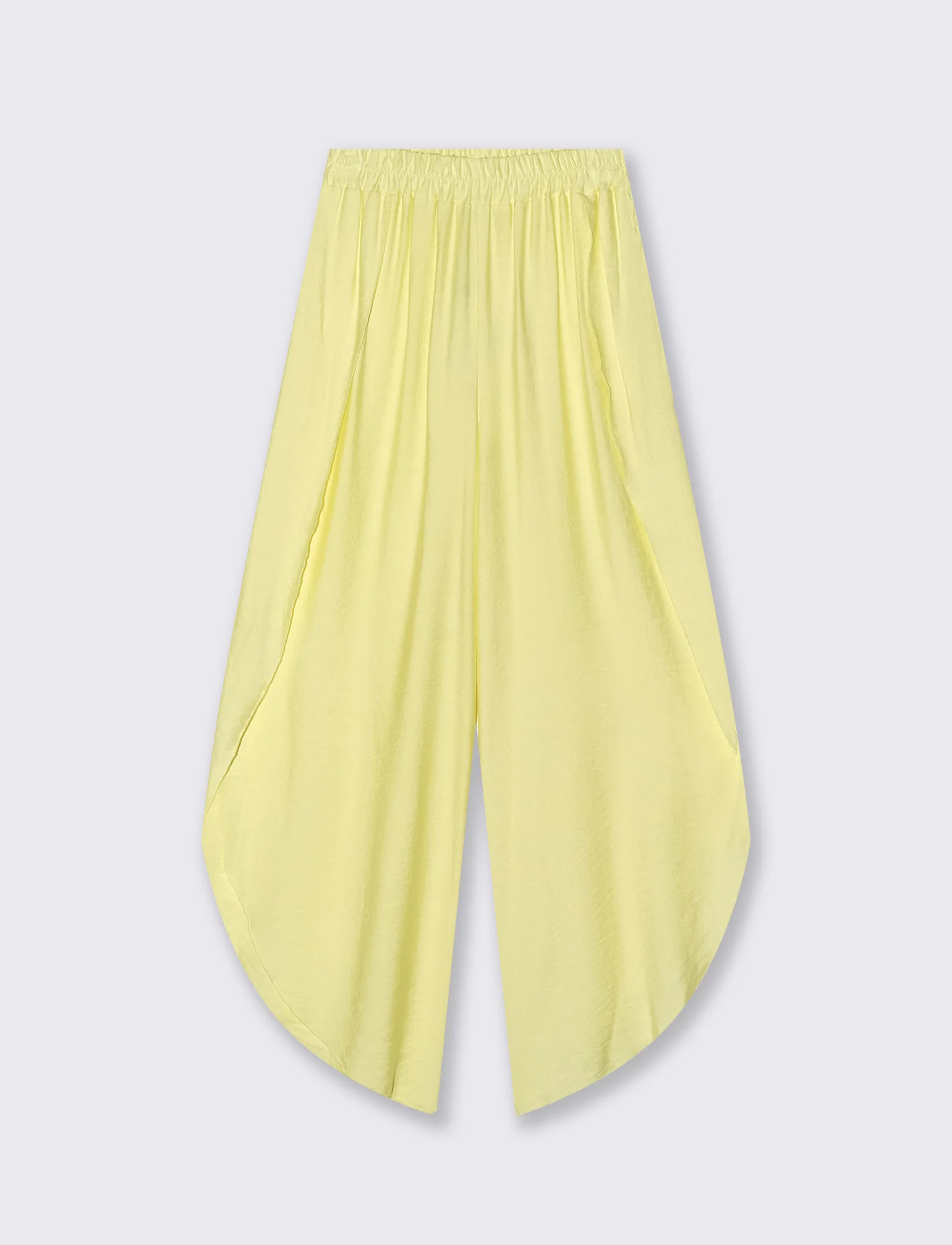 Pantalone a palazzo con elastico in vita - Giallo - Image 3