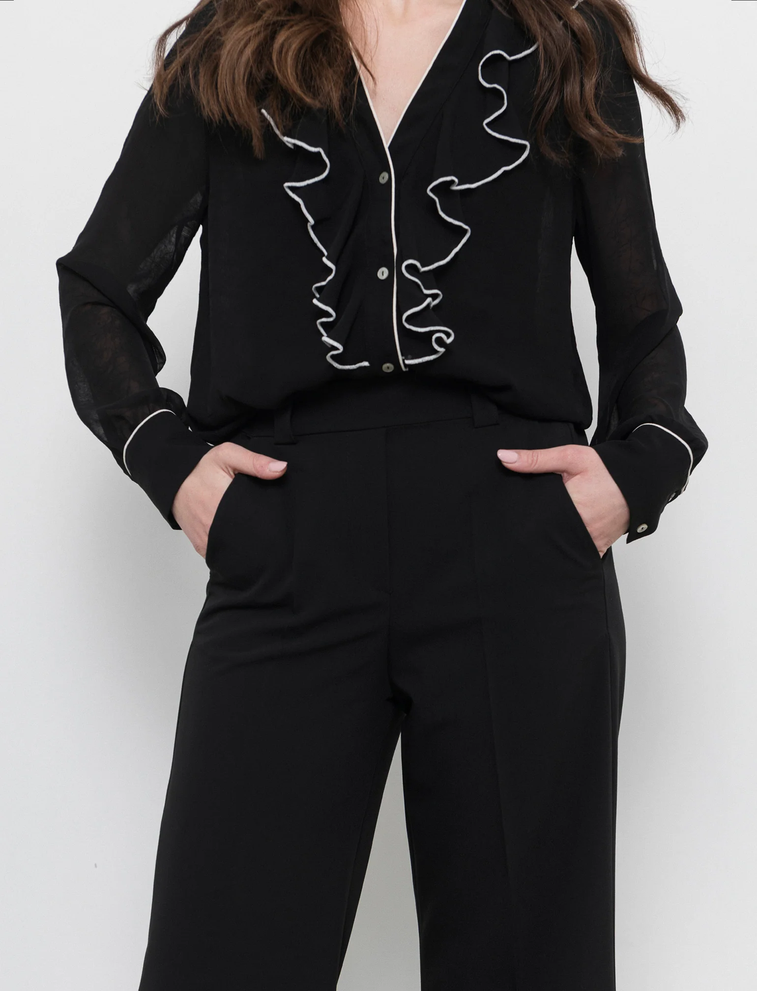 Pantalone a palazzo confort fit da donna - Nero