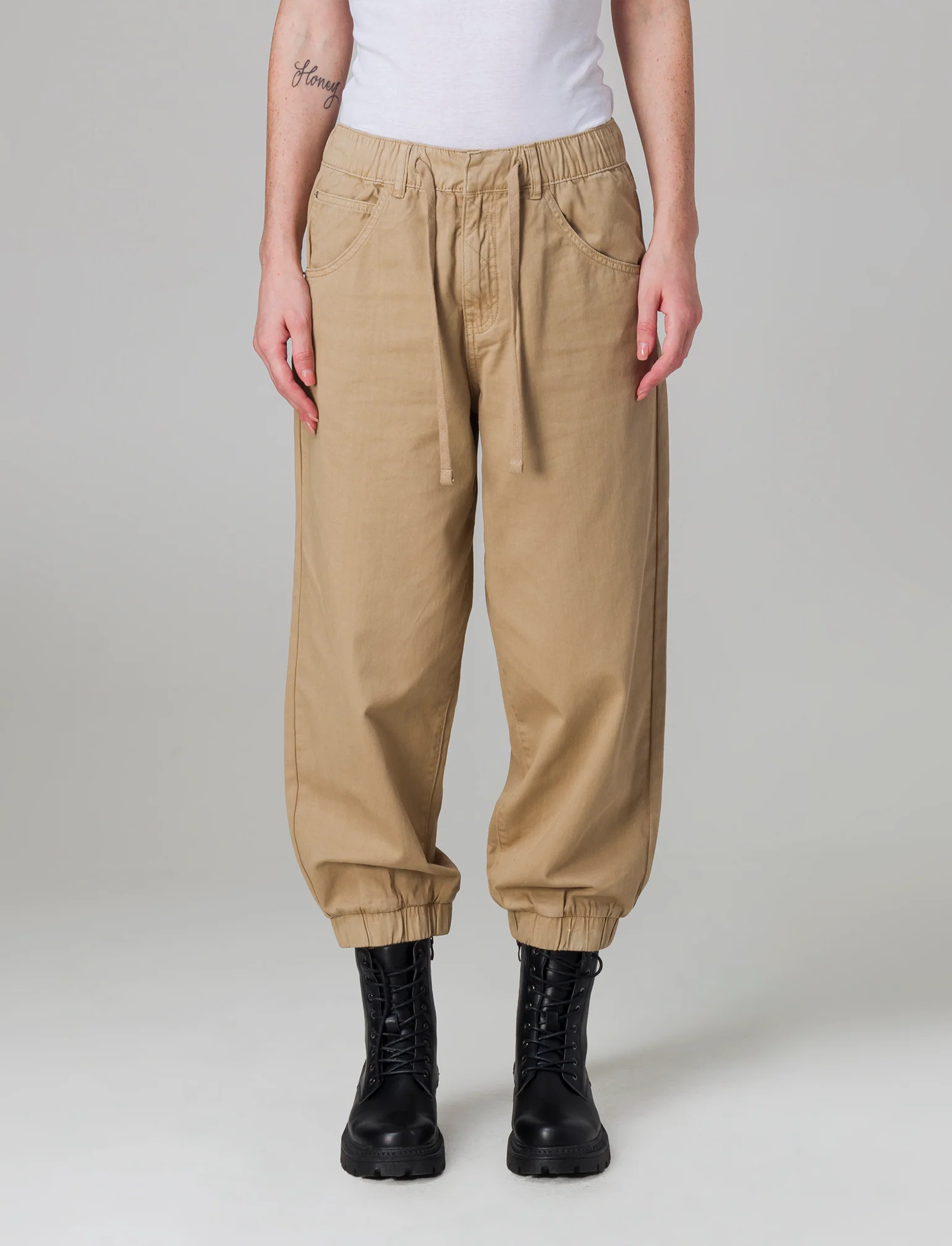 Pantalone a palloncino da donna - Beige fieno - Image 3