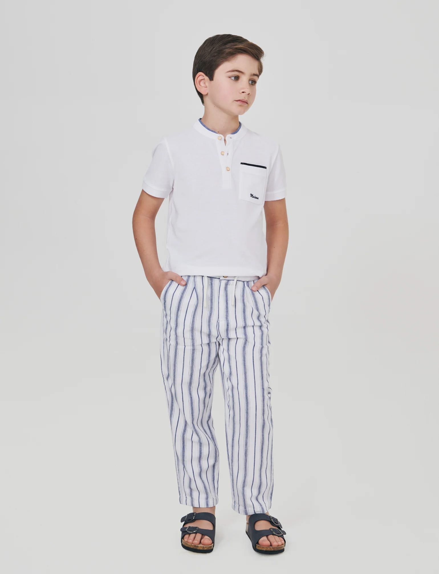 Pantalone a righe con coulisse regolabile - Righe - Image 3