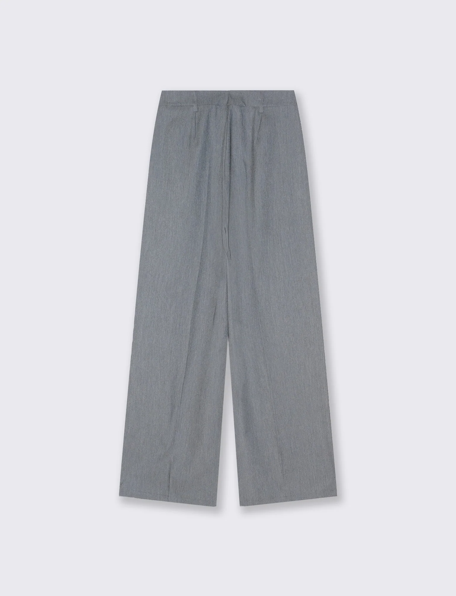 Pantalone a vita alta con pieghe e linea dritta - Grigio chiaro - Image 2