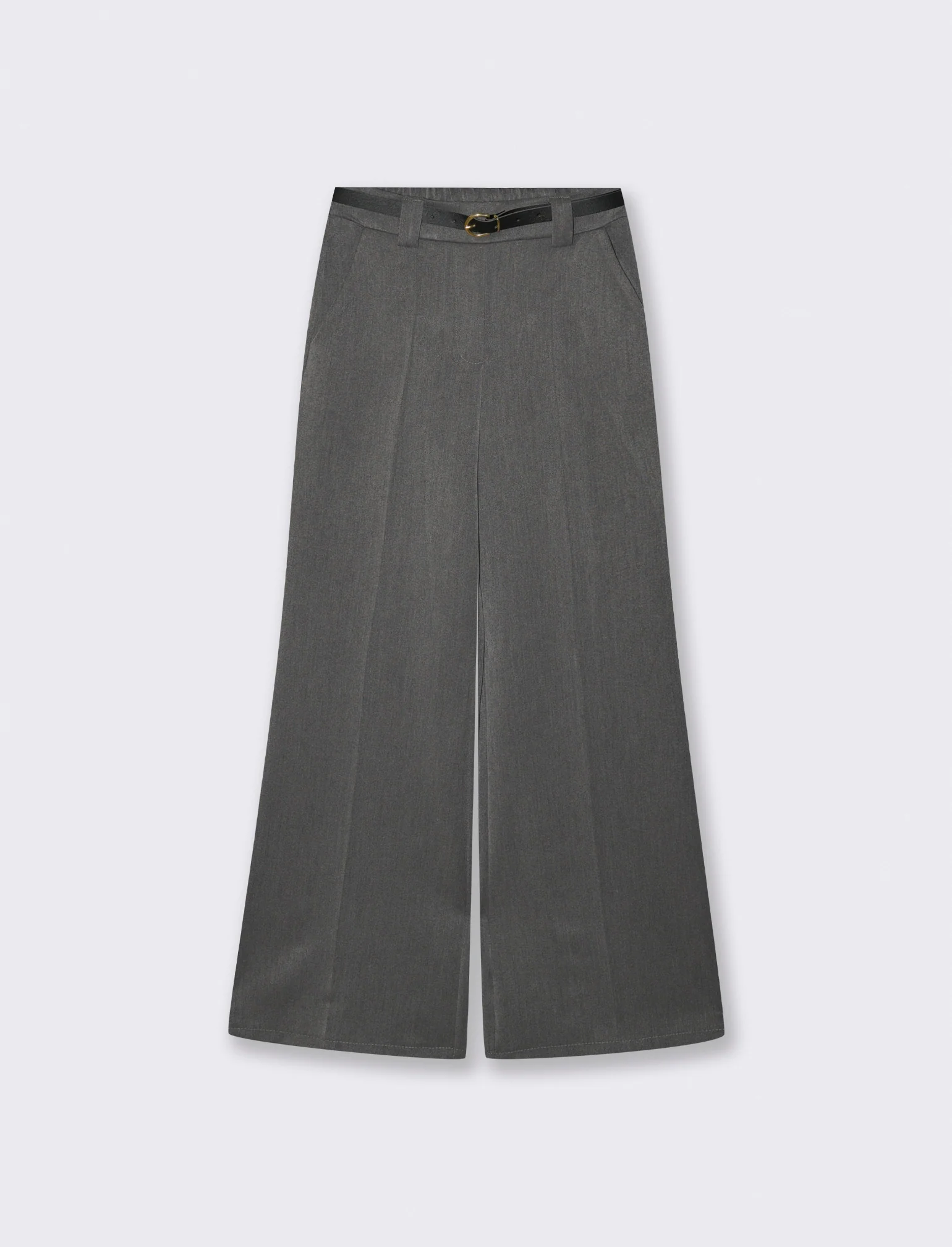Pantalone a zampa con cintura - Grigio scuro - Image 4