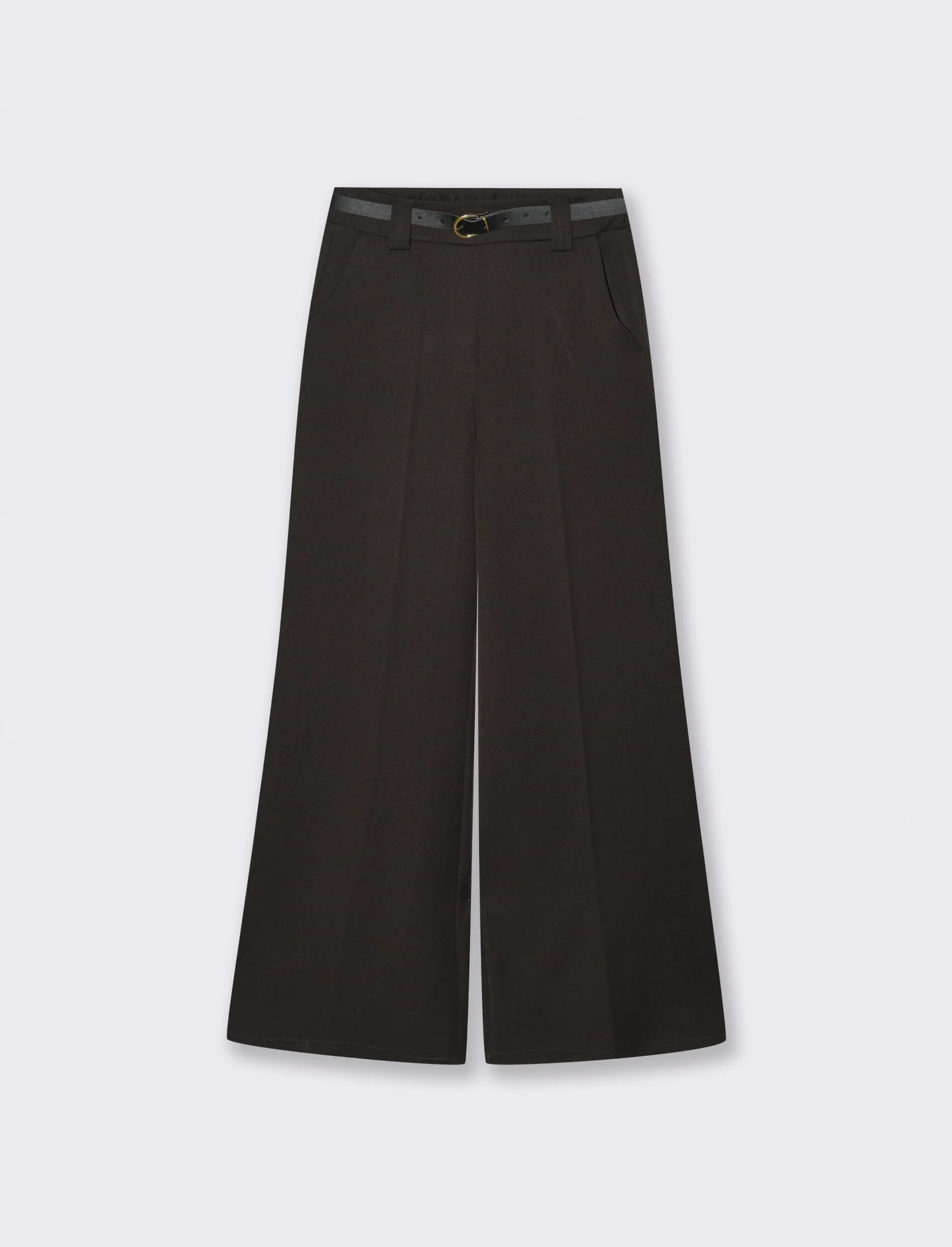 Pantalone a zampa con cintura - Moro