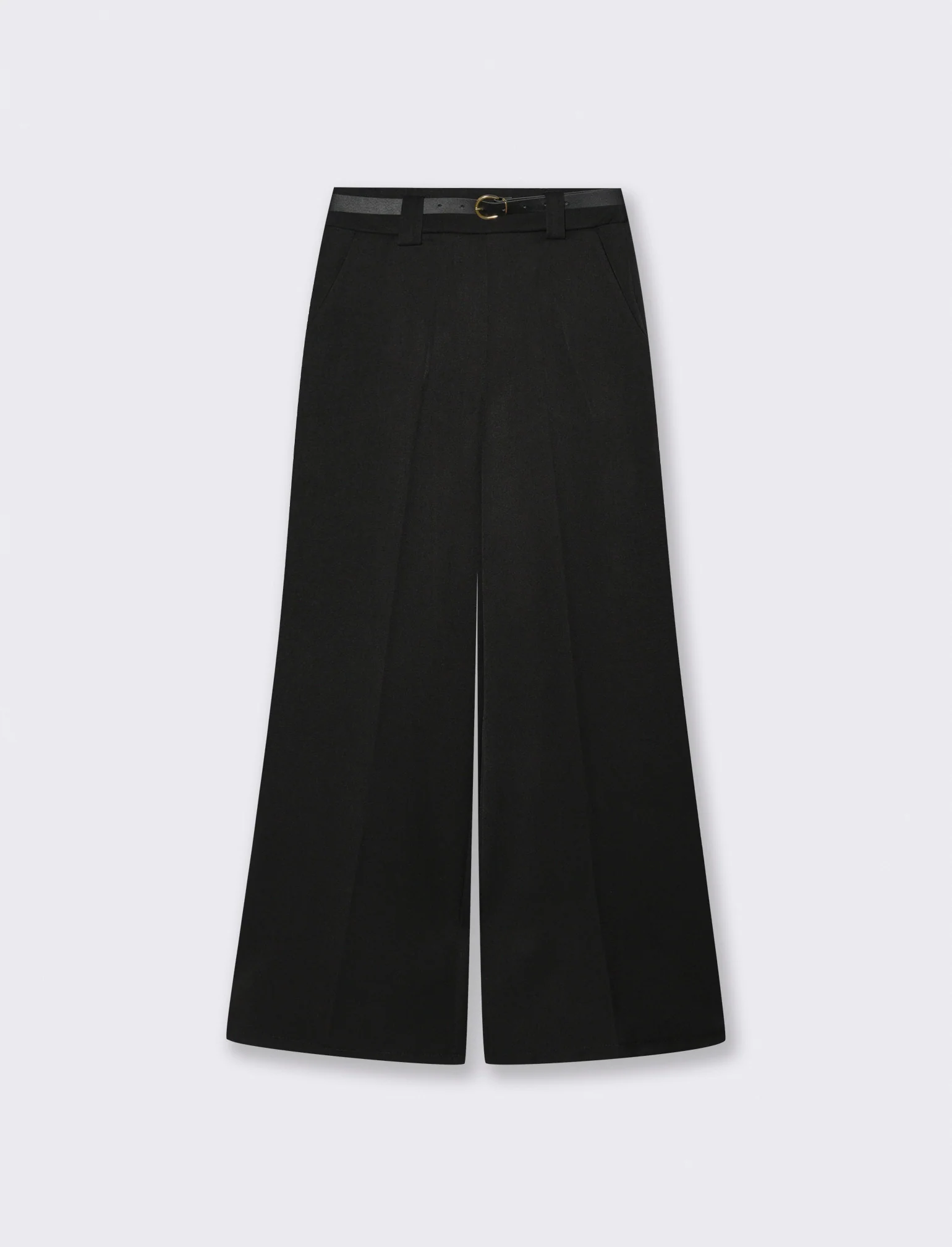 Pantalone a zampa con cintura - Nero