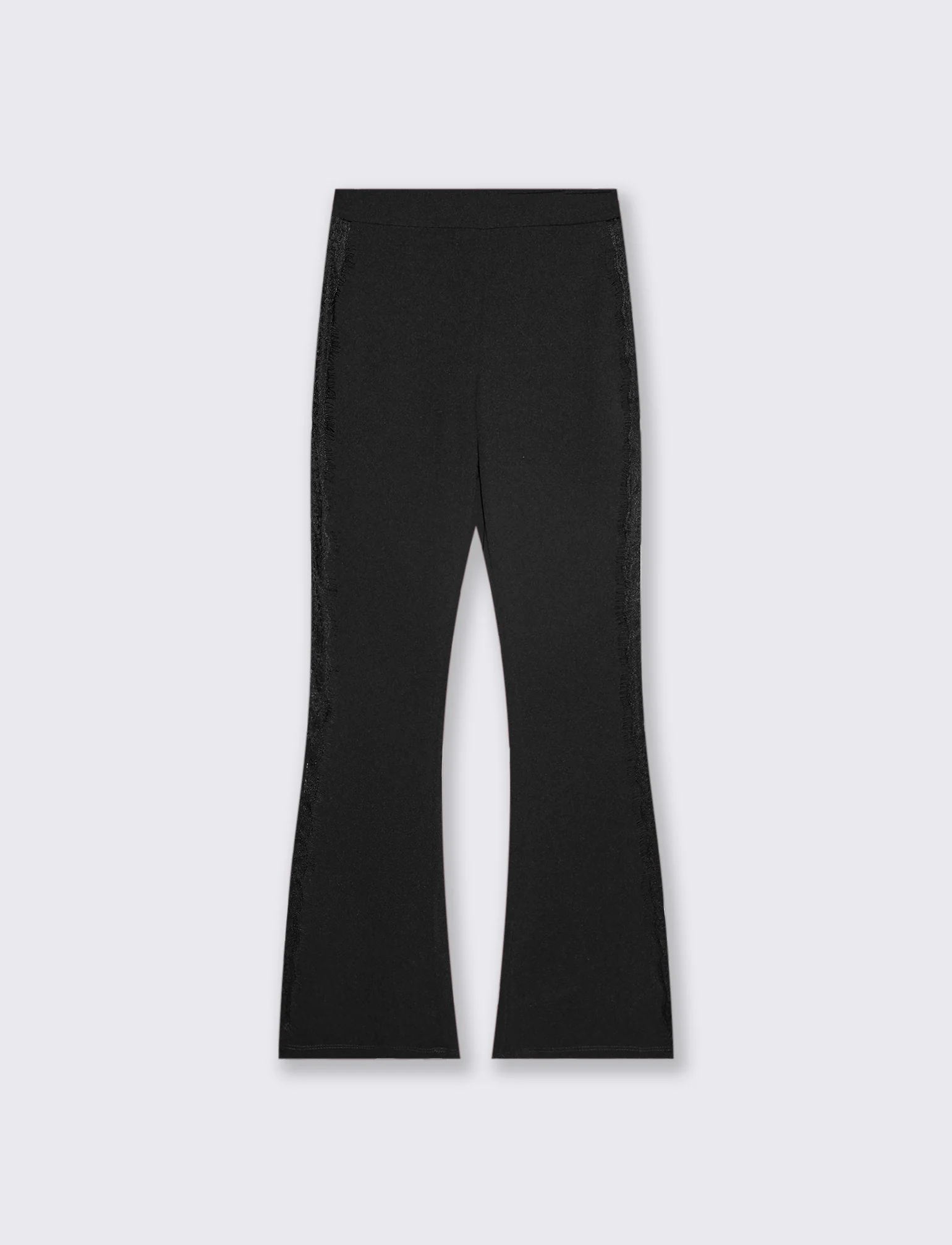 Pantalone a zampa con inserti laterali in pizzo - Nero - Image 2