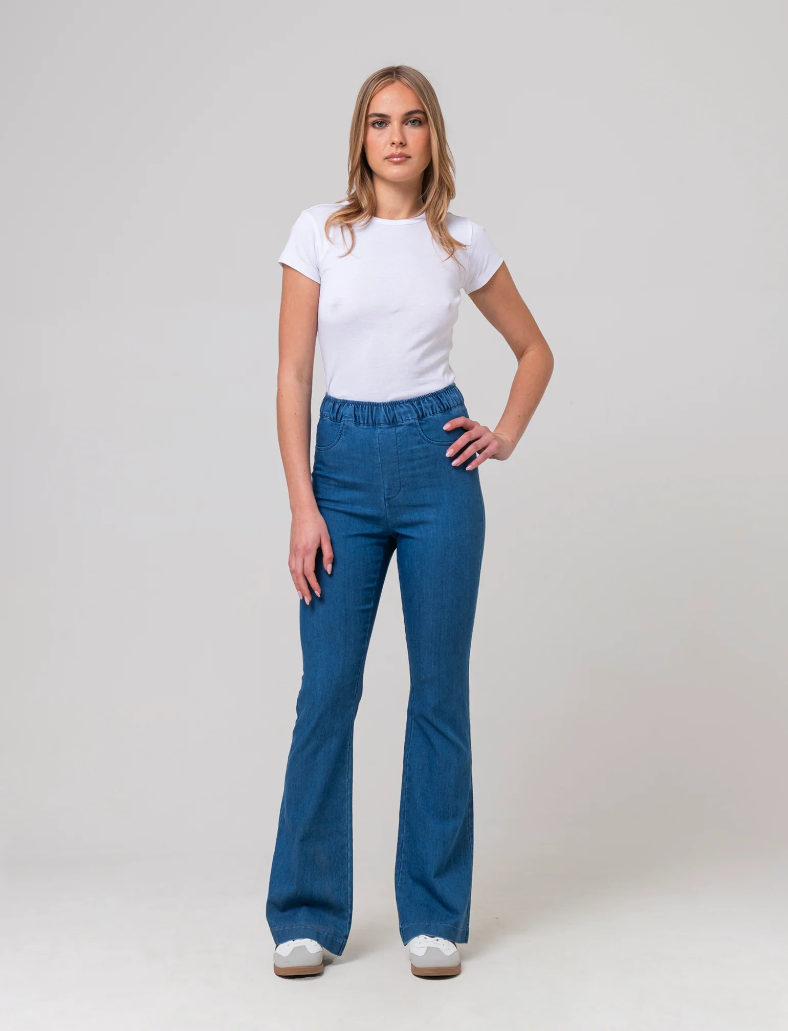 Pantalone a zampa da donna - Denim - Image 3