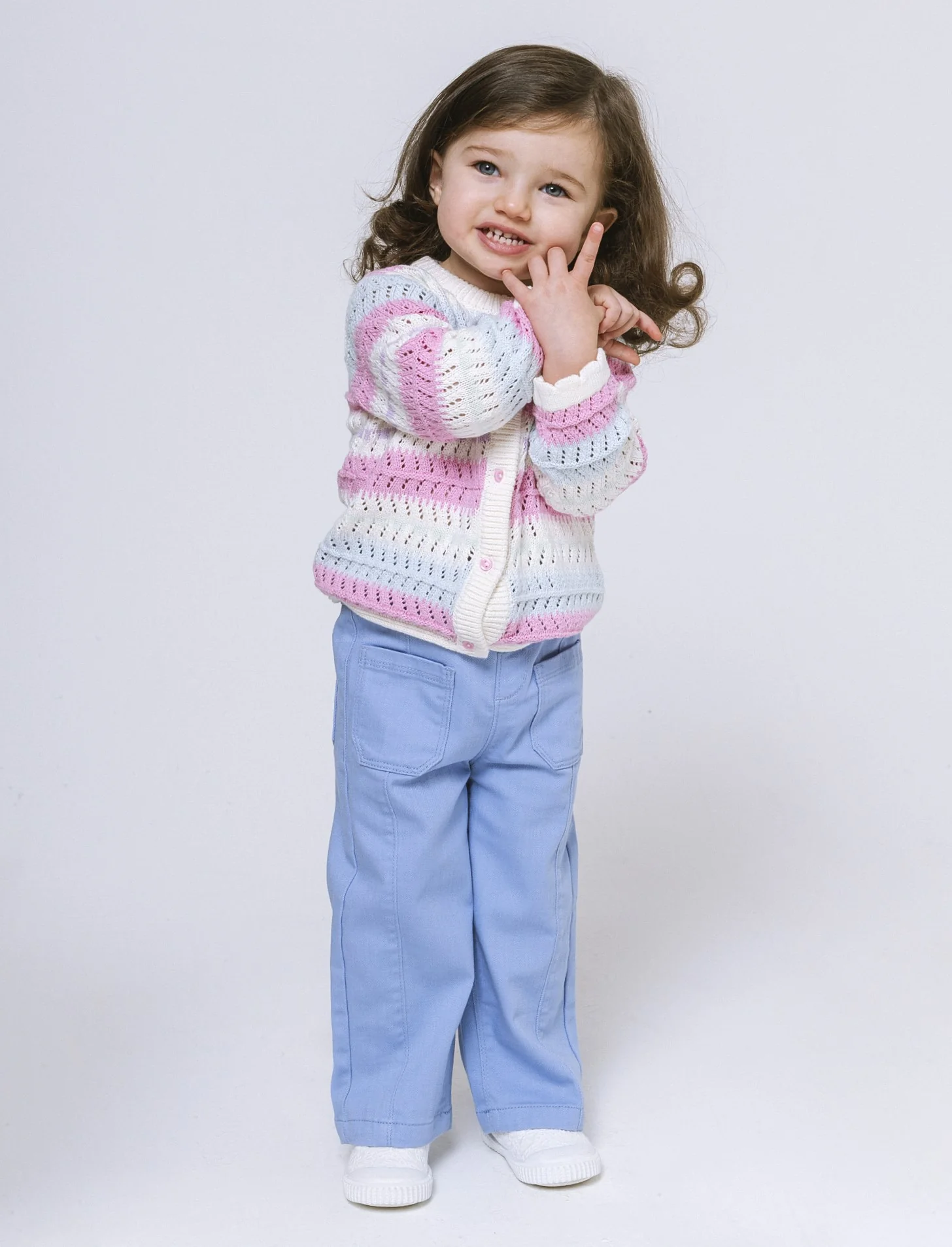 Pantalone ampio con taschine da neonata - Azzurro - Image 2