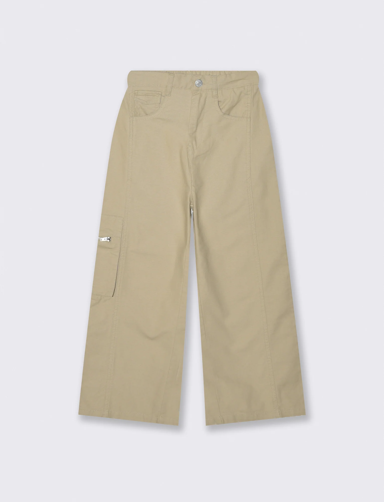 Pantalone ampio in cotone per bambina - Beige