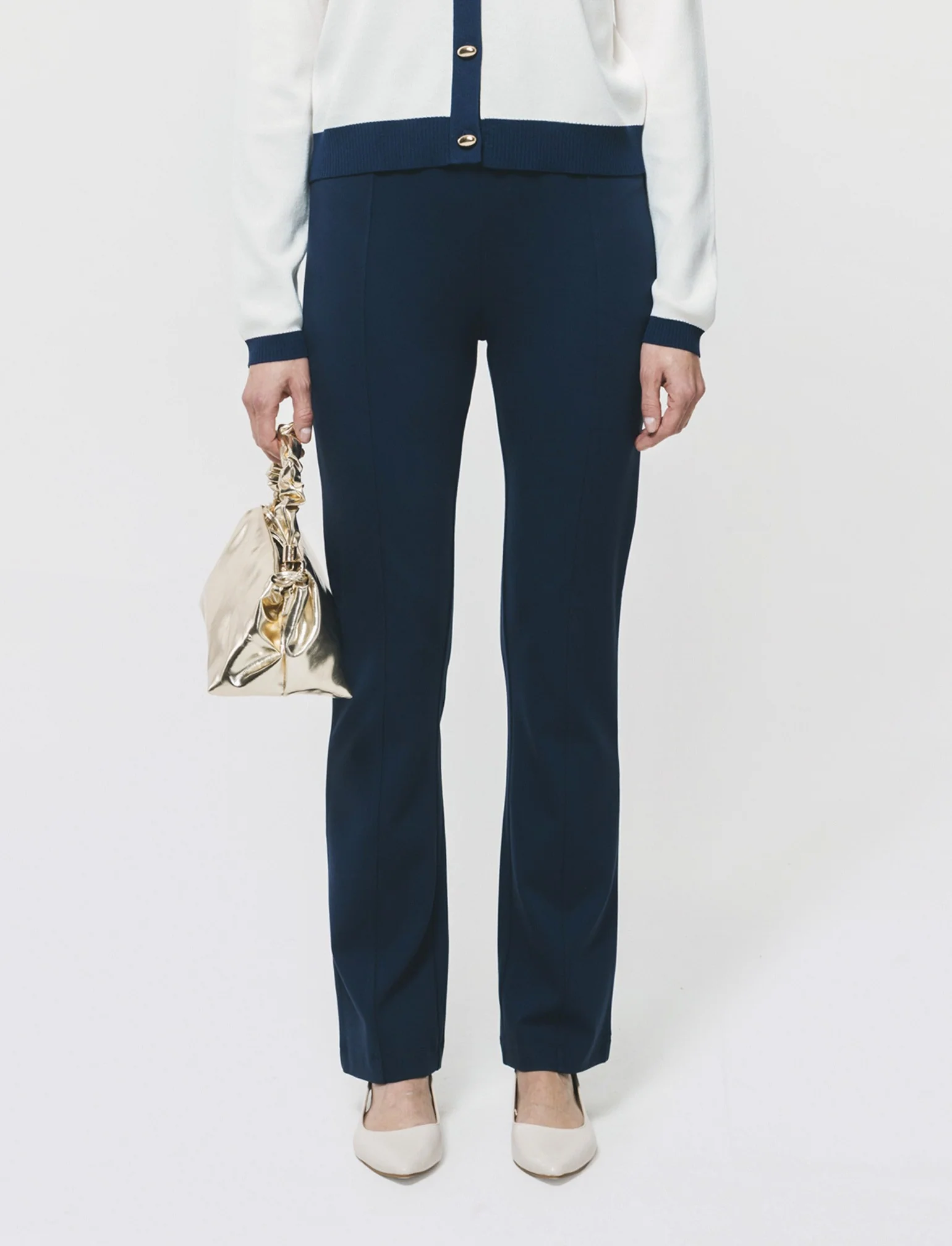 Pantalone Basico con Banda Elastica - Blu - Image 3