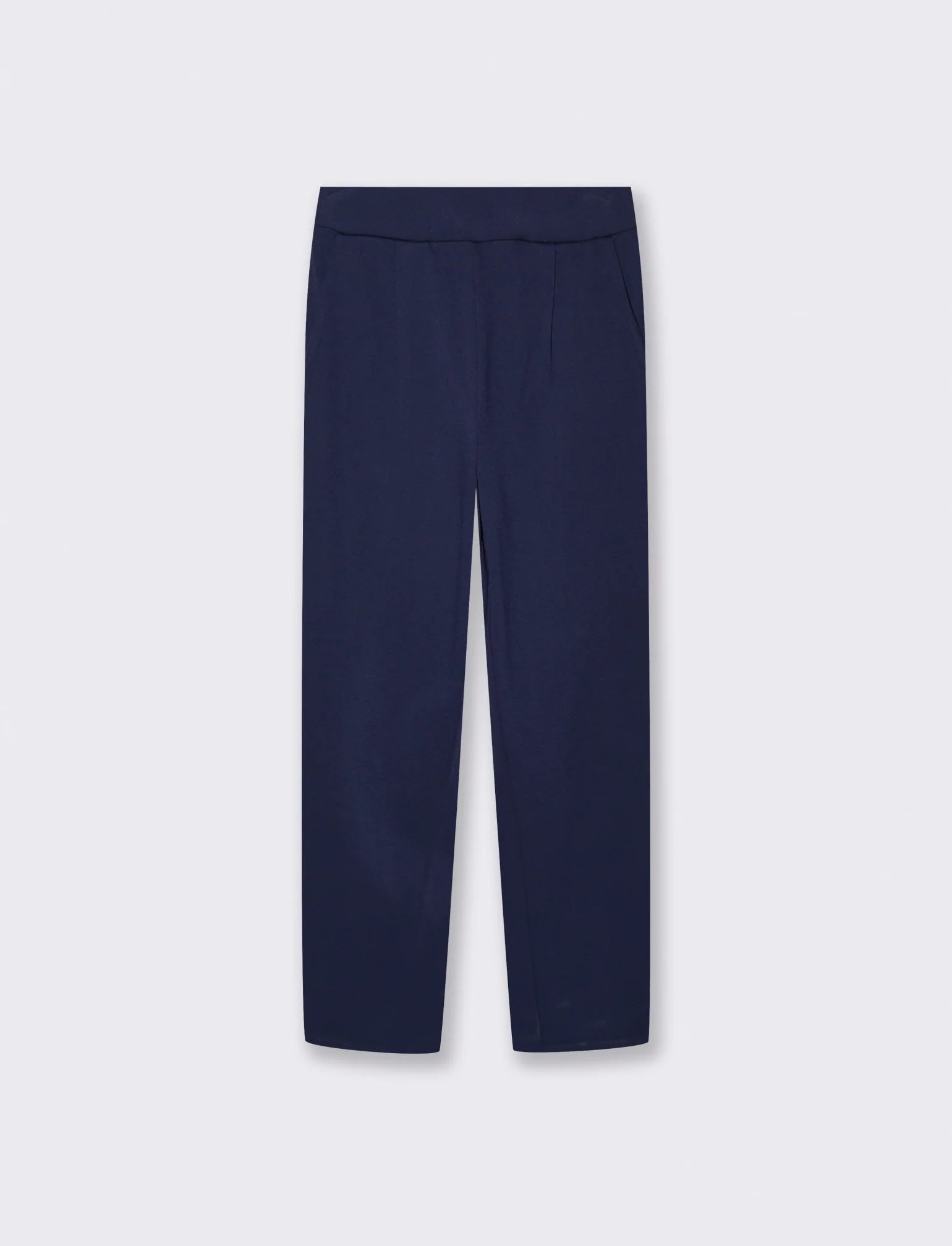 Pantalone Basico con Elastico in Vita - Blu