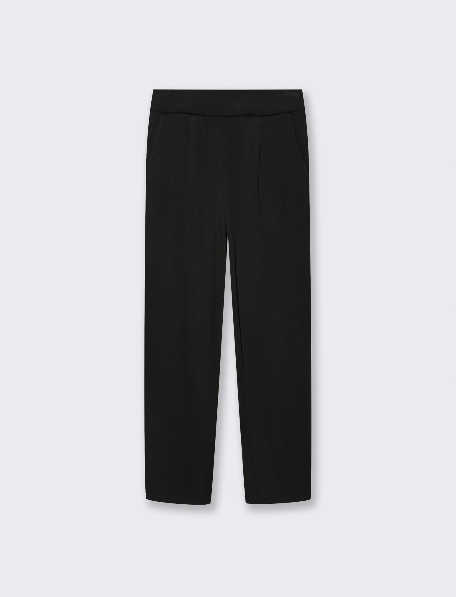 Pantalone Basico con Elastico in Vita - Nero
