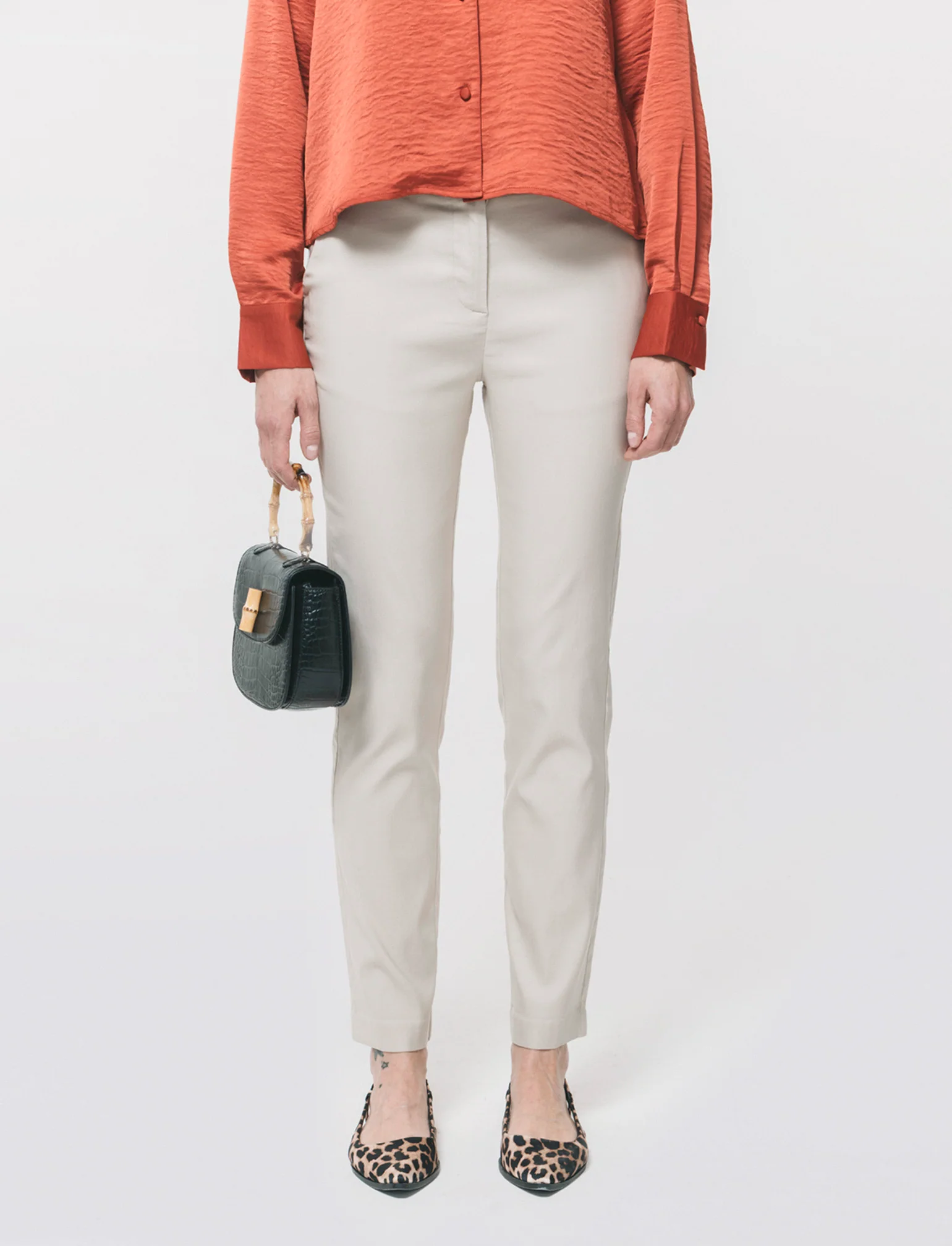 Pantalone Bengalin Skinny Vita Regolare - Beige corda - Image 3