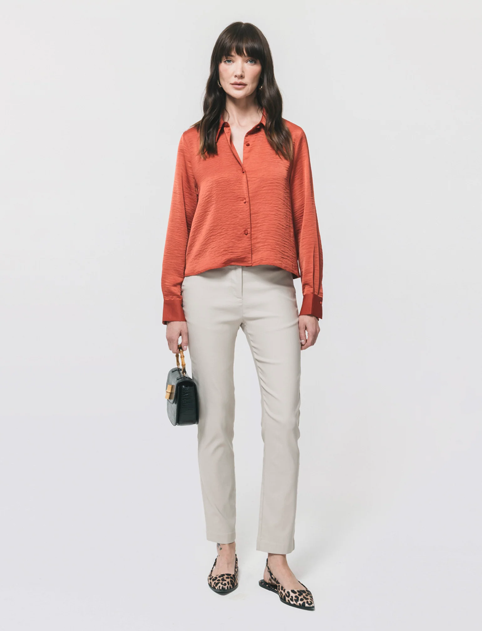 Pantalone Bengalin Skinny Vita Regolare - Beige corda - Image 4