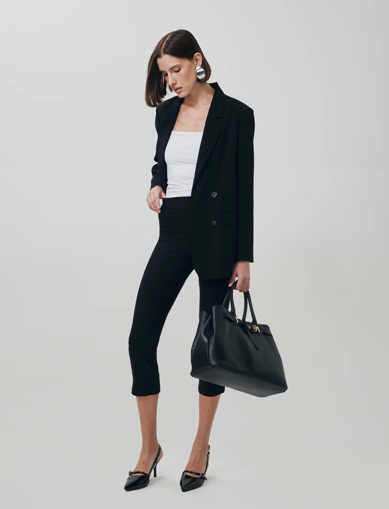 Pantalone Capri con Vita Alta - Nero - Image 2
