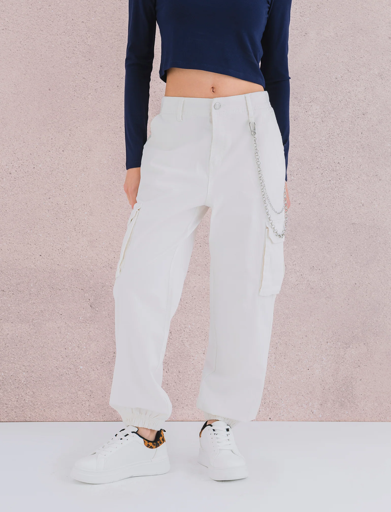 PANTALONE CARGO - Bianco latte - Image 4