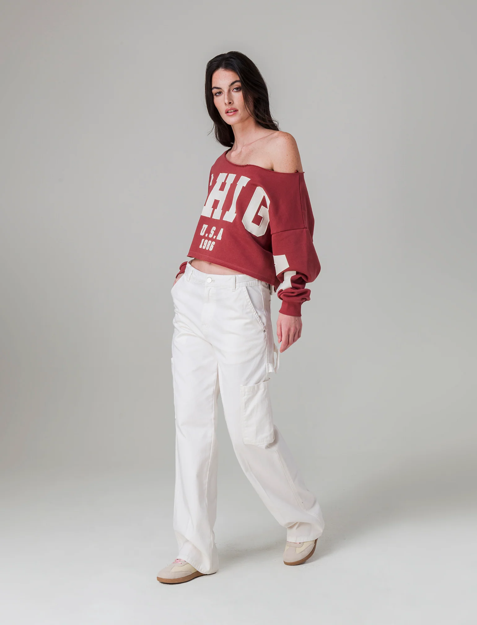 Pantalone cargo con vita regolabile da donna - Avorio - Image 2