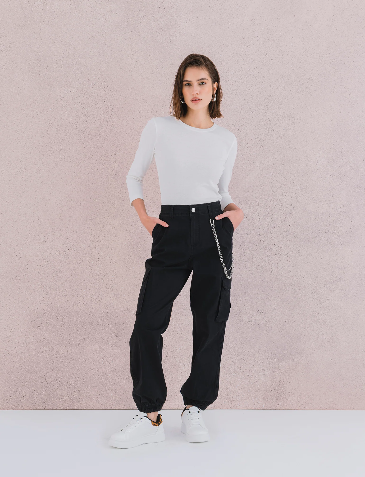 PANTALONE CARGO - Nero - Image 3