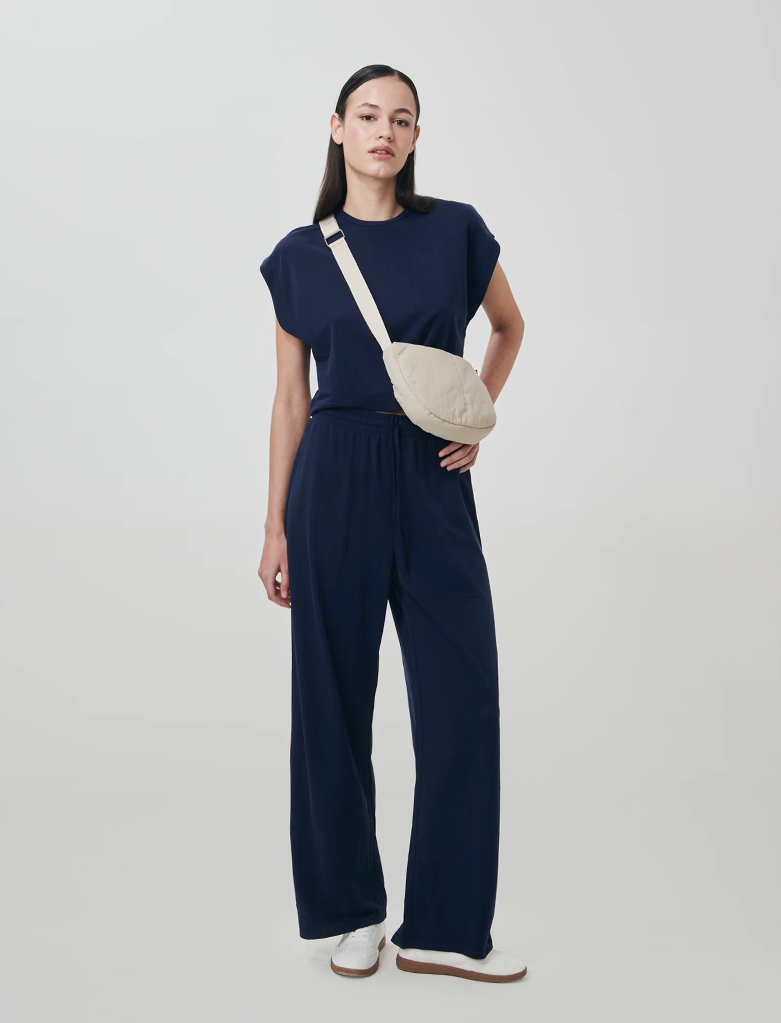 Pantalone Cavallo Basso con Elastico - Blu - Image 3