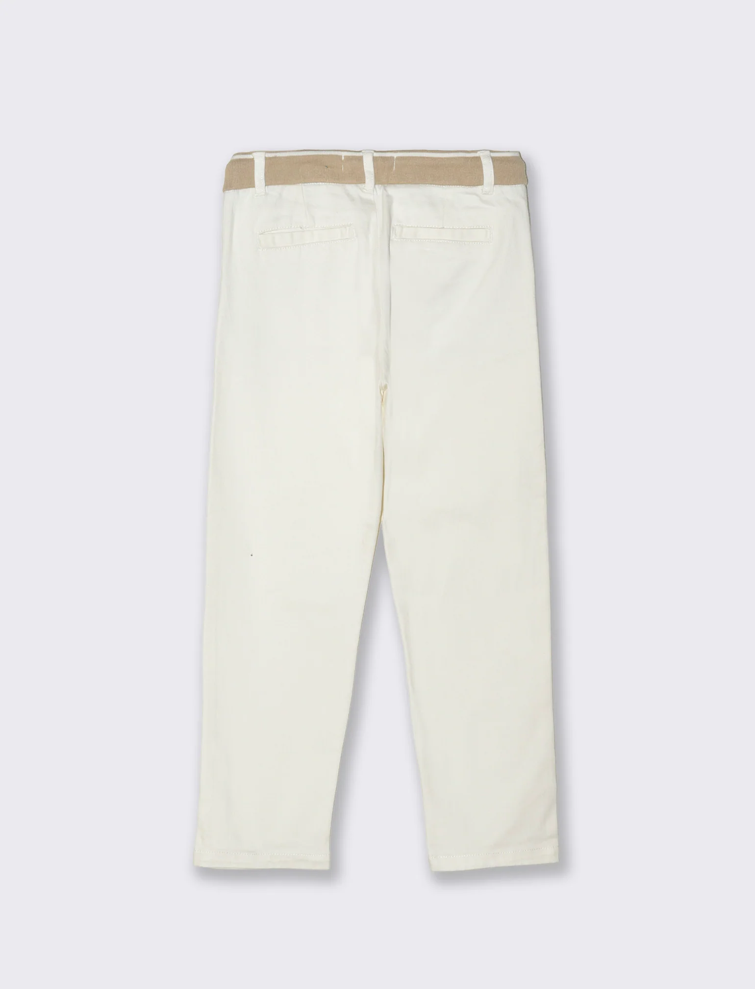 Pantalone chino con cinta in costina - Bianco latte - Image 2