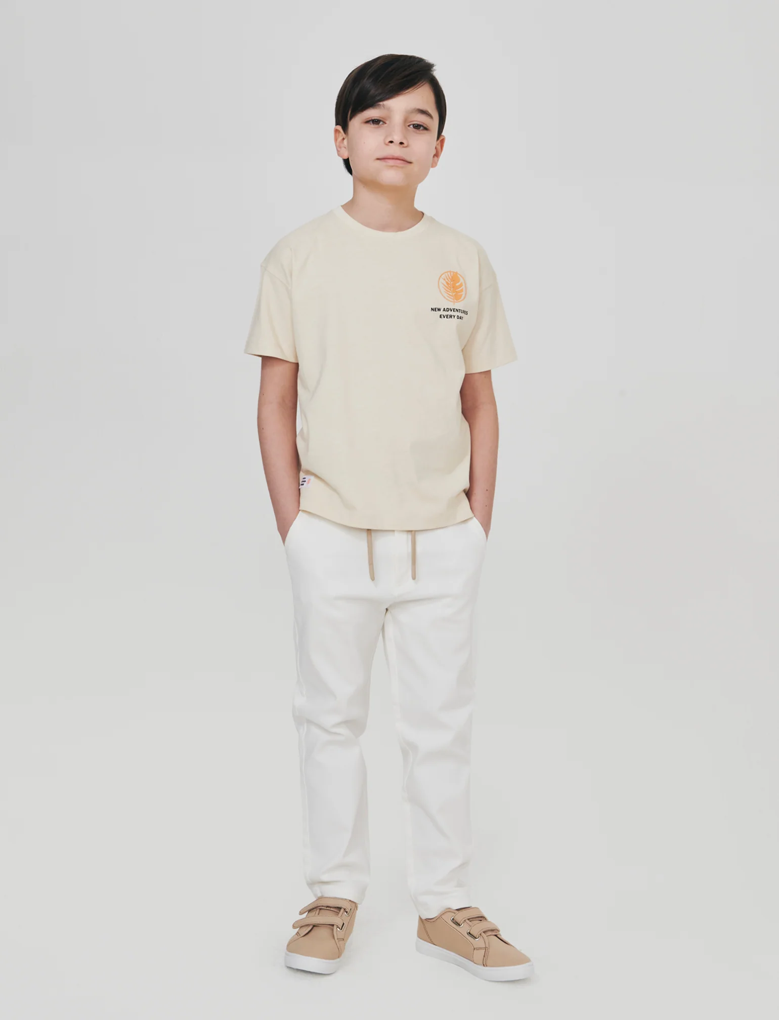 Pantalone chino con cinta in costina - Bianco latte - Image 3
