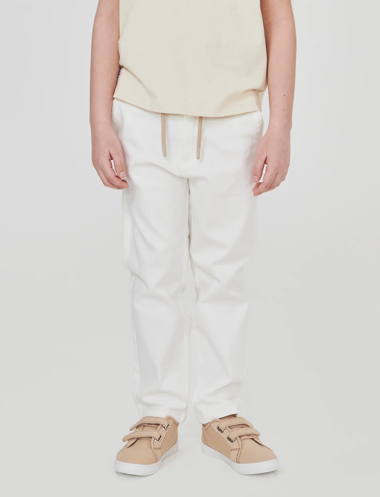 Pantalone chino con cinta in costina - Bianco latte - Image 4