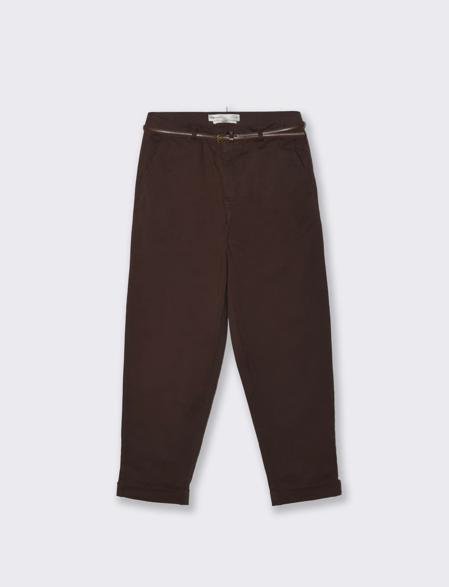Pantalone Chino con Cintura e Risvolti - Moro