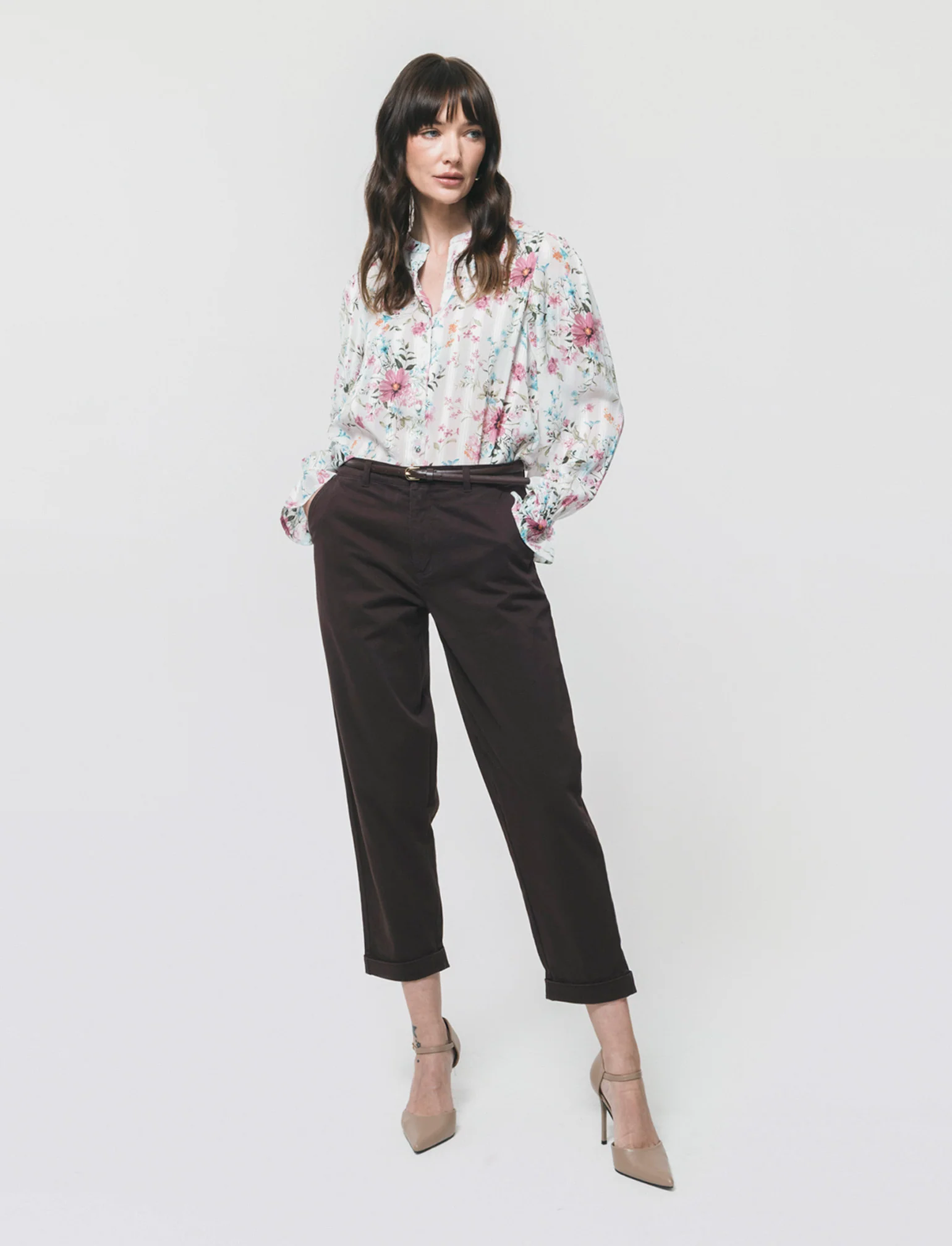 Pantalone Chino con Cintura e Risvolti - Moro - Image 3