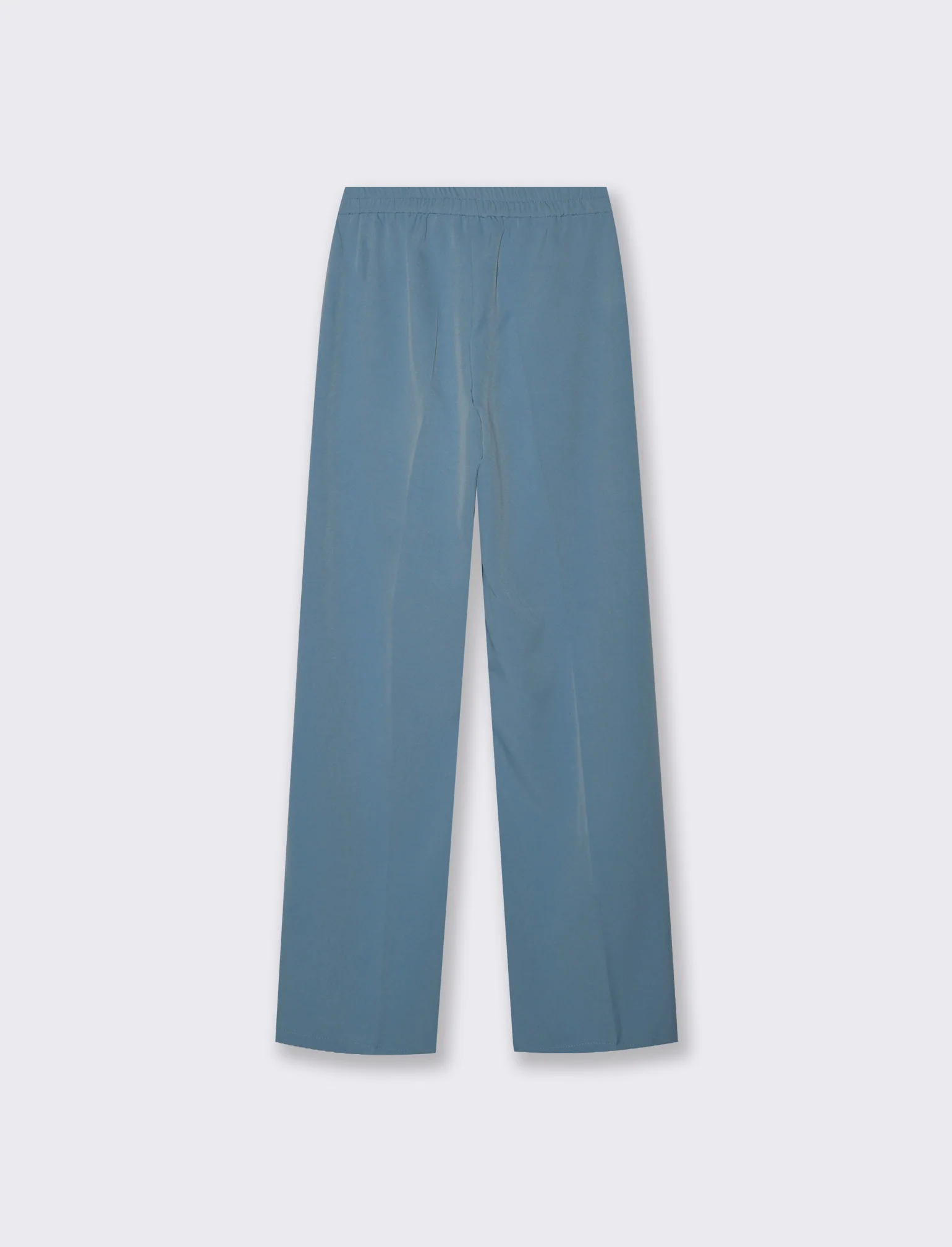 Pantalone classico a gamba dritta con pieghe frontali e chiusura con bottone. - Denim - Image 2
