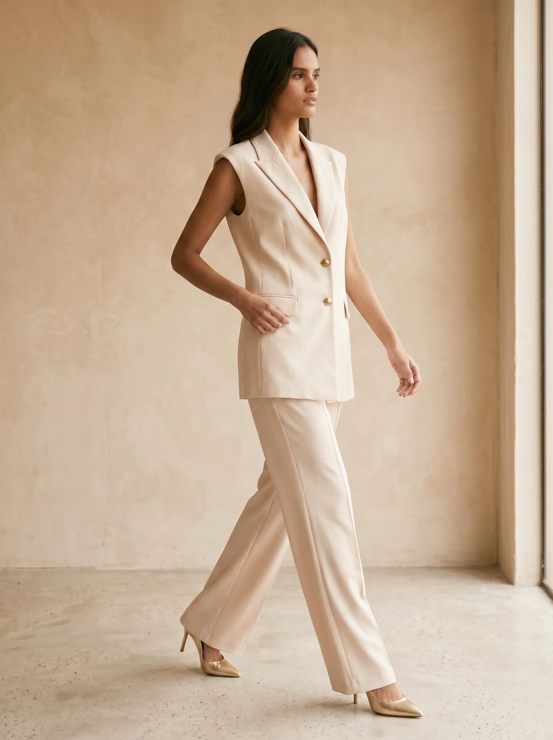 Pantalone classico vita alta - Bianco - Image 2