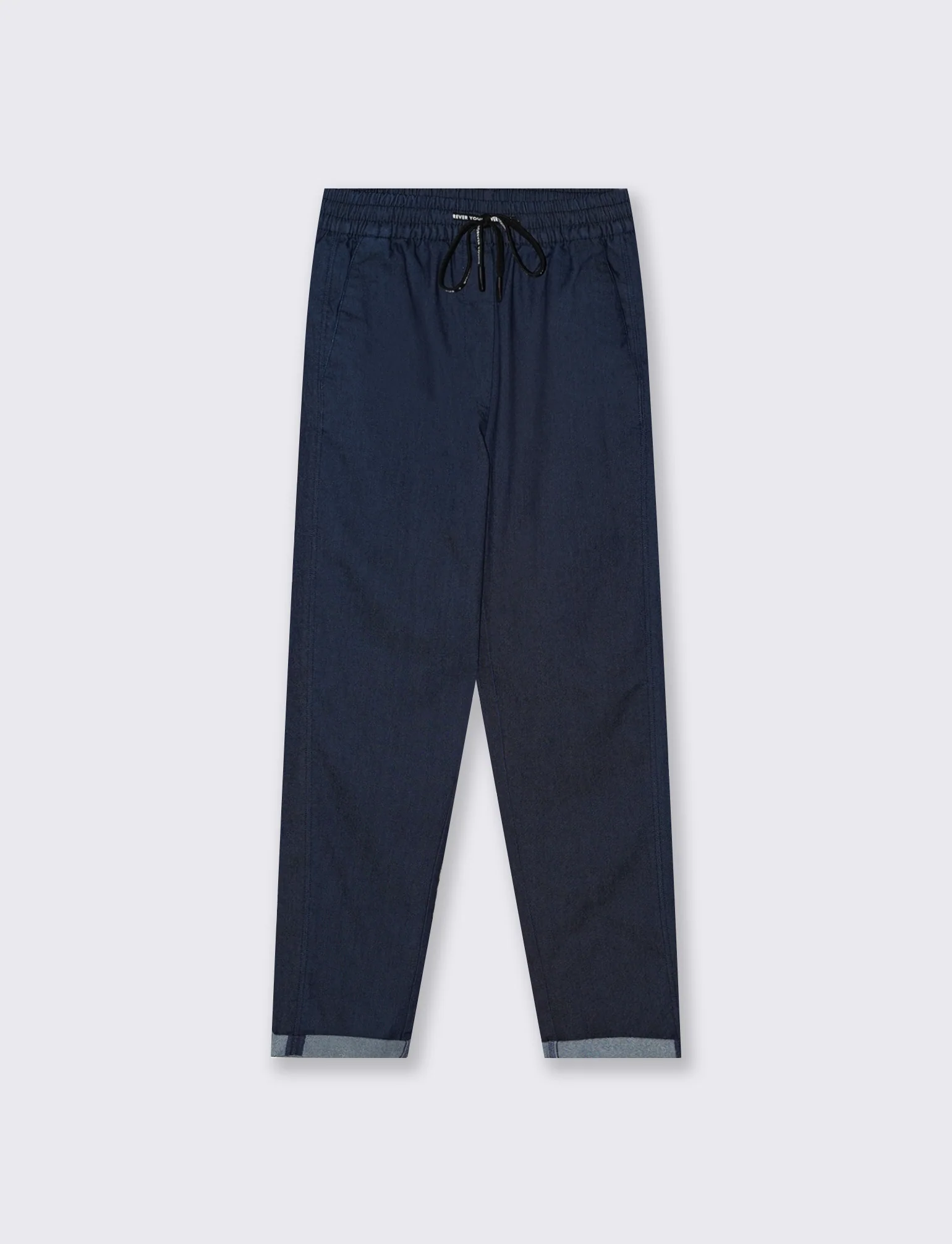 Pantalone Comodo con Coulisse e Risvolto - DENIM SCURO